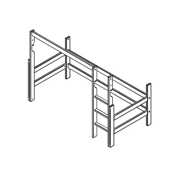 High Sleeper Bed Frame with Straight Ladder - 152cm (60