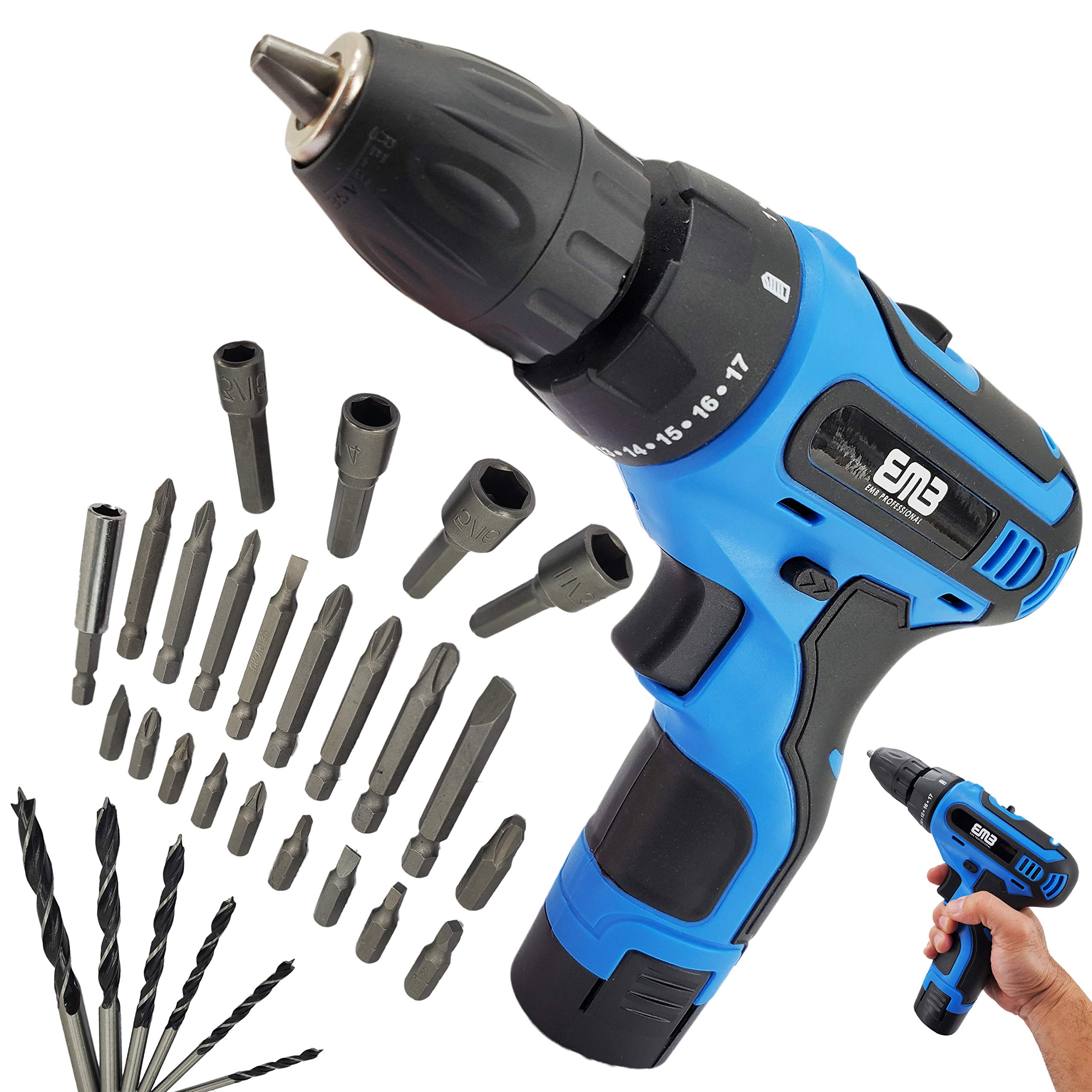 12V Cordless Lithium Battery Drill Driver - Electric Power Tool for Home DIY, Woodworking & Metal Drilling Projects