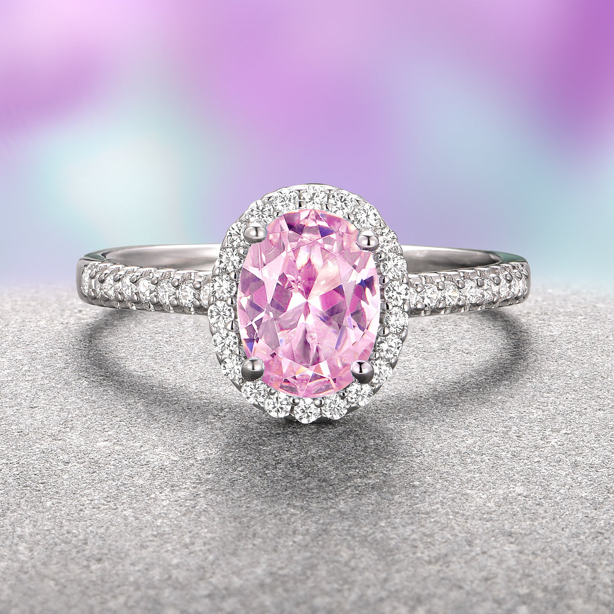 14K White Gold Pink Tourmaline Engagement Ring - Oval Cut Iris Gemstone for Women, Perfect for Proposals, Anniversaries & Special Occasions