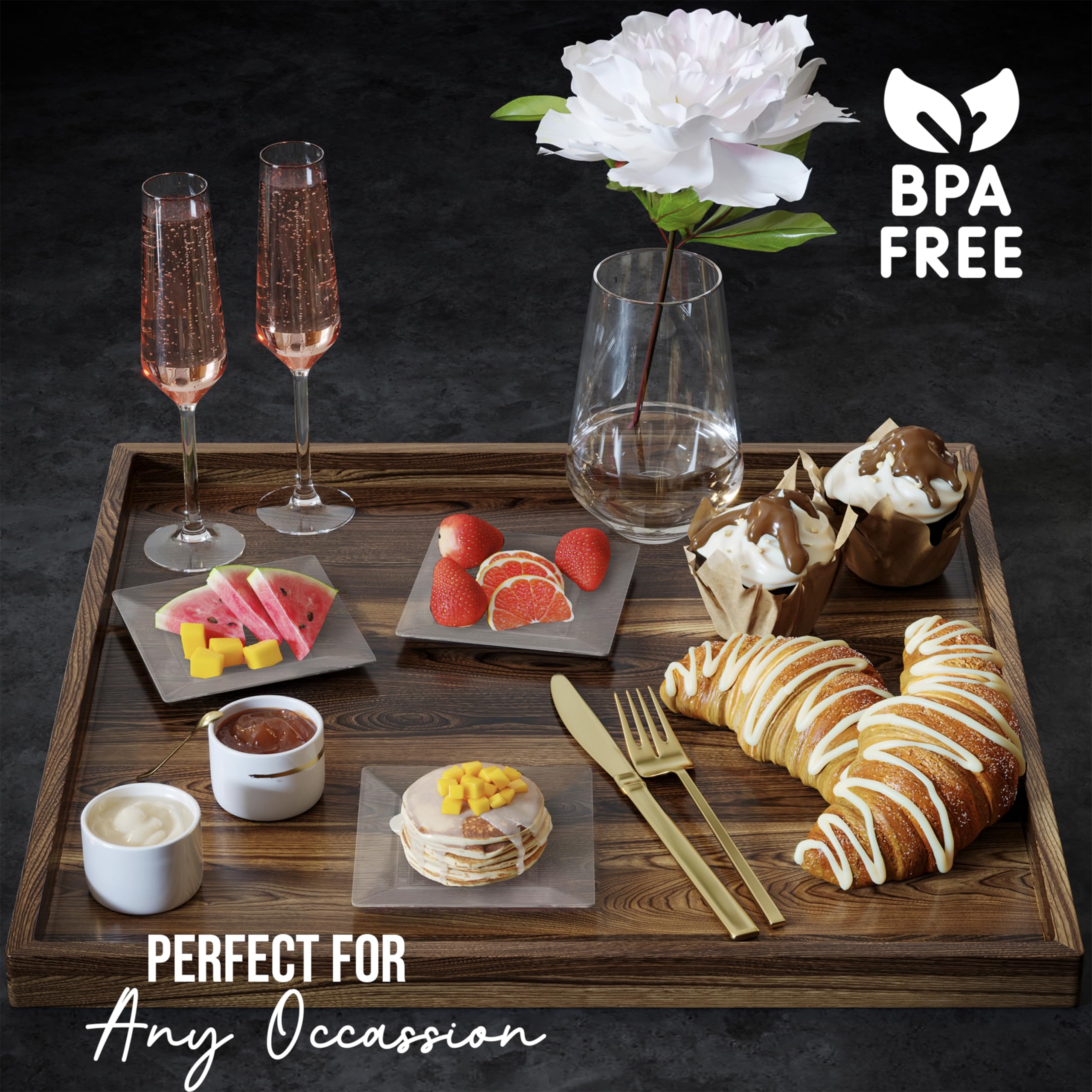120 Pack 6.5 Inch Disposable Plastic Appetizer Plates - Crystal Clear Dessert Plates for Weddings, Birthdays, Parties - Elegant Stackable BPA-Free Tableware - Perfect for Cocktail Receptions, Buffets, and Formal Dining Events