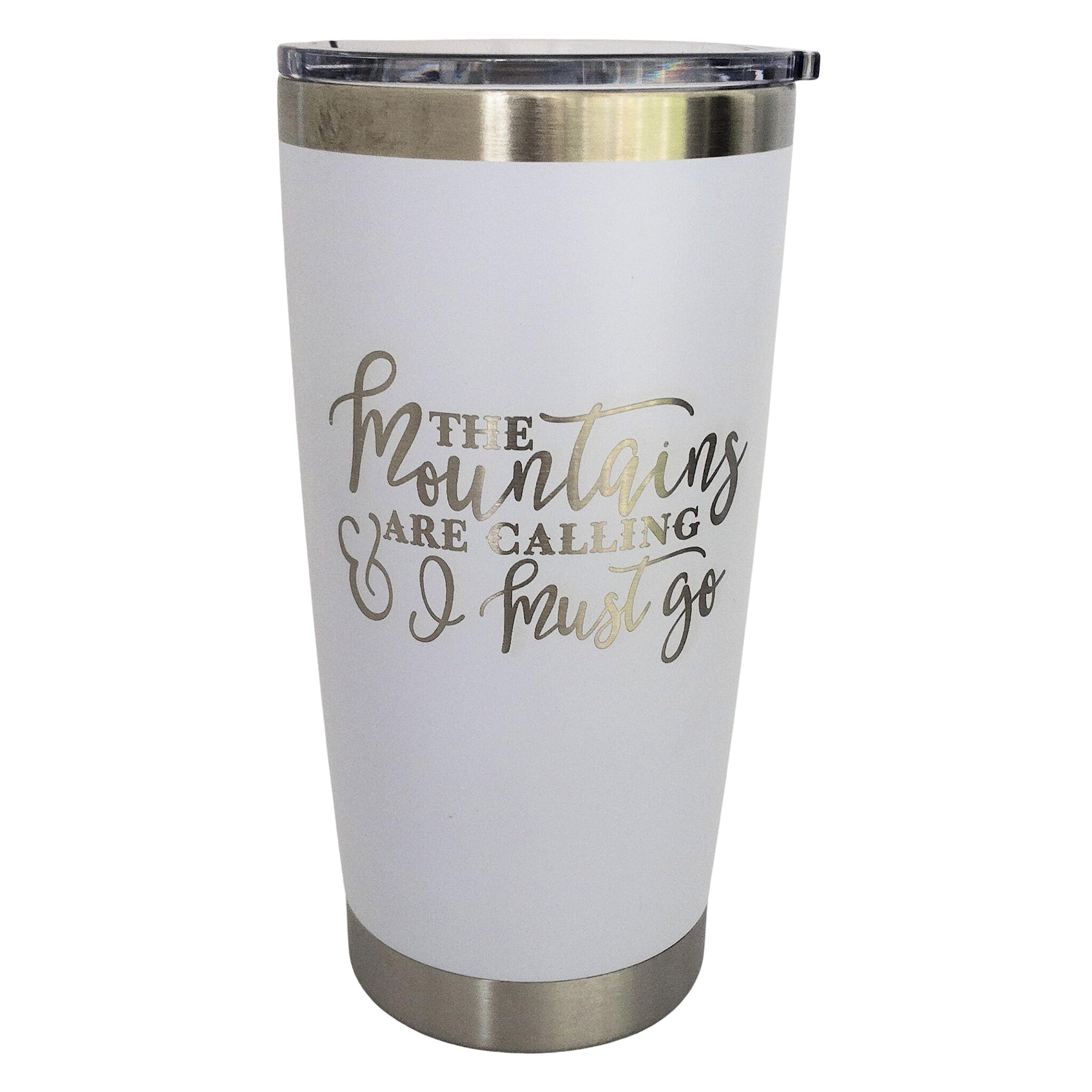 20oz Stainless Steel Travel Mug - Rocky Mountain Tumbler for RV, Camping & Outdoor Adventures | Insulated Coffee Cup for Hot & Cold Drinks | Perfect for Road Trips, Hiking & Daily Commute (White)
