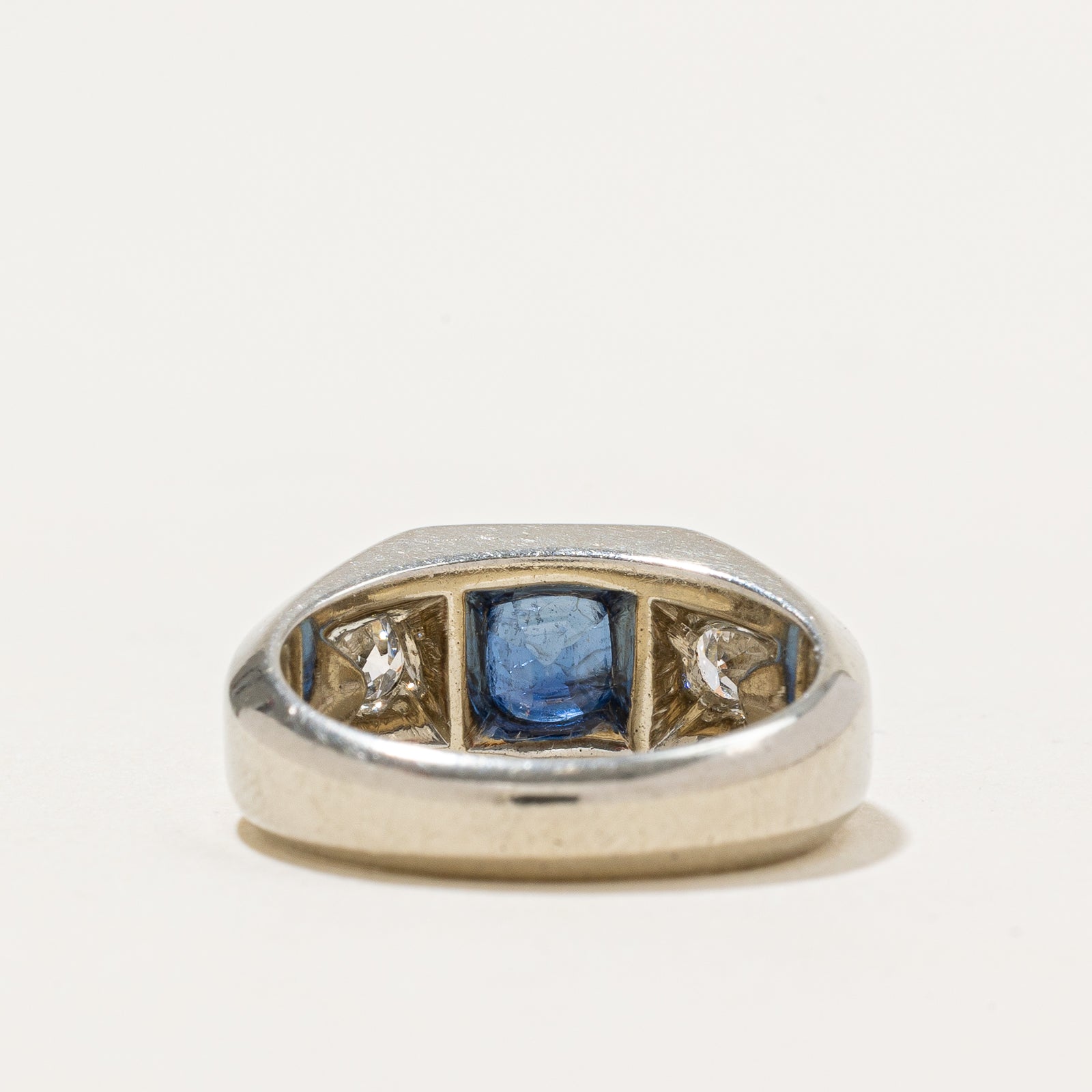 0.90ct Flush Set Sapphire & Diamond Engagement Ring, 0.40ctw, Size 4.25 - Perfect for Wedding Proposals, Anniversary Gifts & Special Occasions