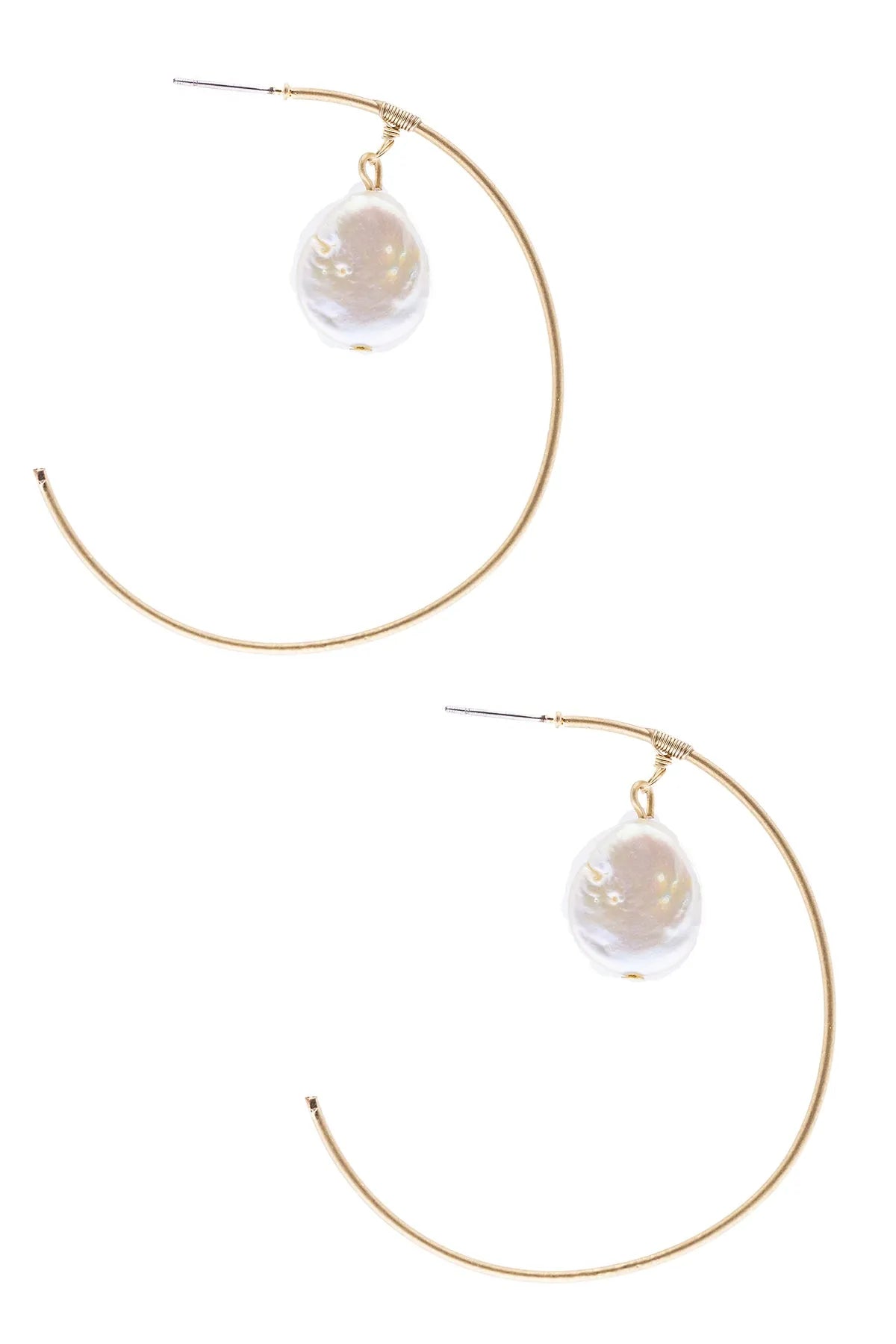 Open Space Pearl Hoop Earrings for Women - Elegant Gold Plated Dangle Earrings for Daily Wear, Party & Wedding Jewelry Gift