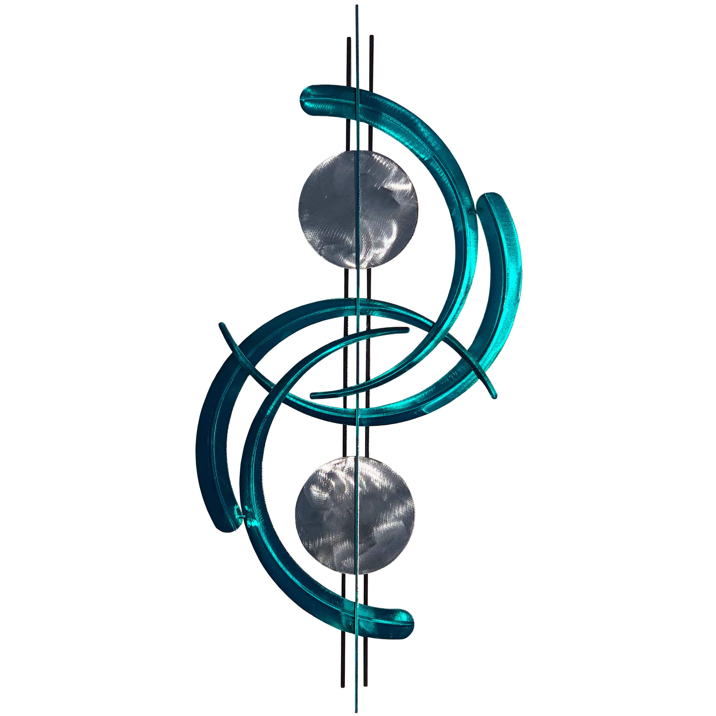 7055 Inc Sun Dogs Metal Wall Decor - Large Candy Teal Outdoor Garden Art for Patio, Yard & Home Decoration | Weather-Resistant Steel Sculpture for Backyard, Poolside & Landscape Design