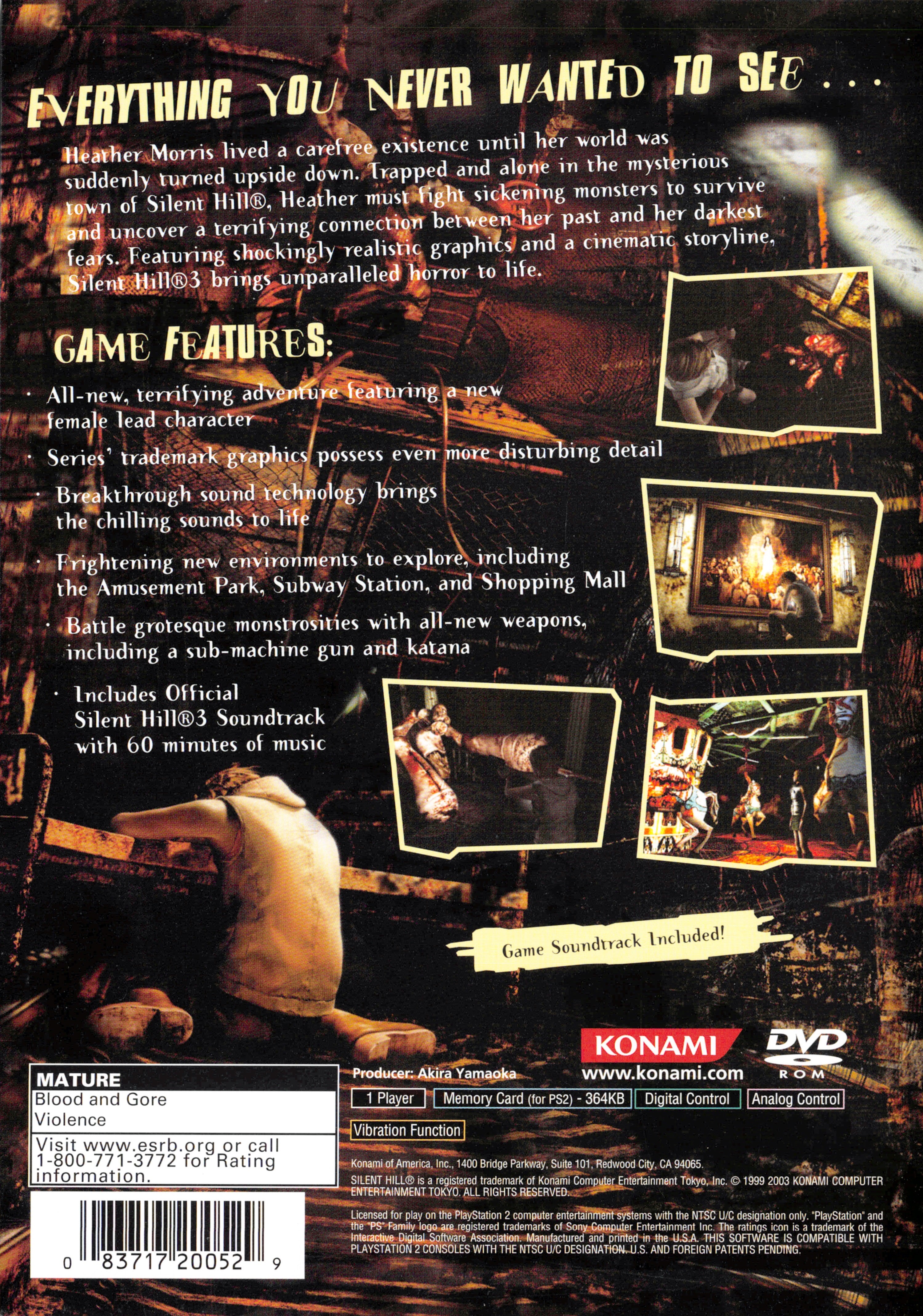 Silent Hill 3 PS2 Video Game - Used Retro Horror Survival Game for PlayStation 2 - Perfect for Horror Fans & Retro Gaming Collectors