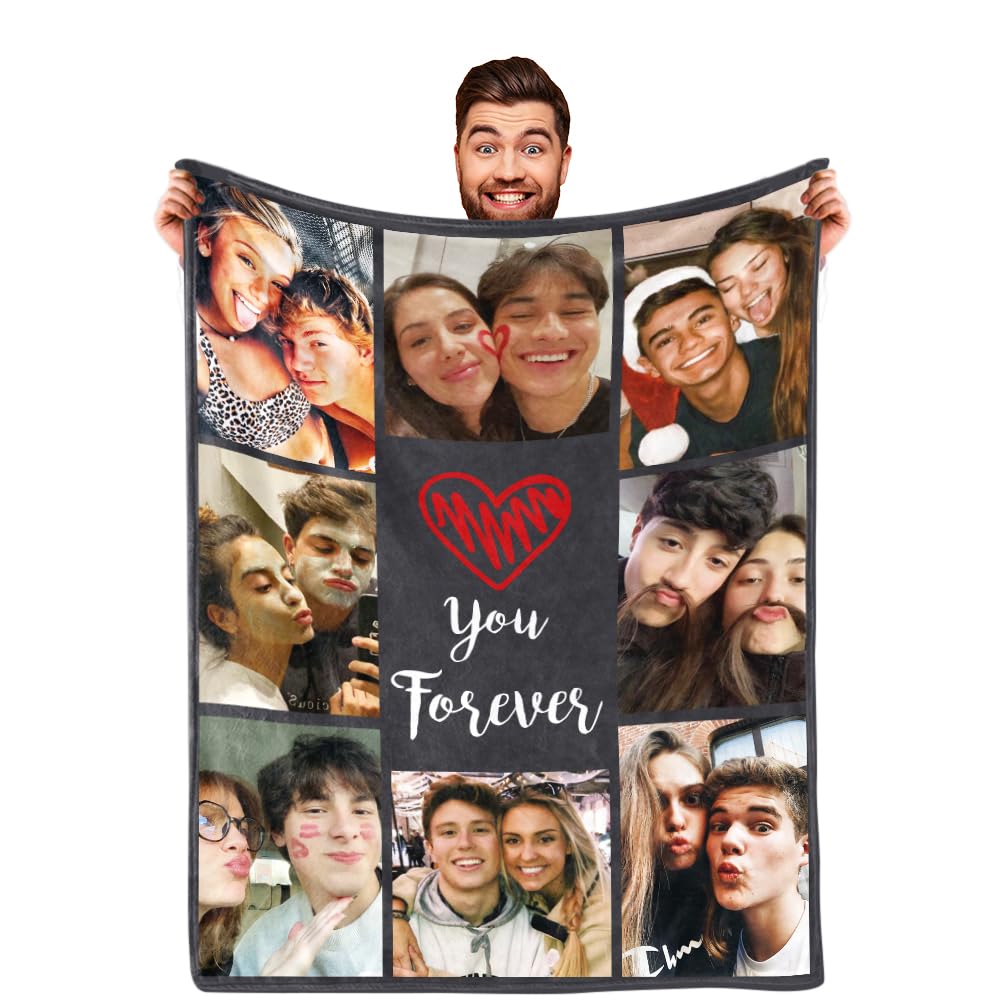 Personalized Photo Blanket for Couples - Custom Picture Blanket Gift for Boyfriend, Girlfriend, Wife & Husband | Anniversary, Valentine's Day & Christmas Gift Idea | Cozy Home Decor for Couples & Family