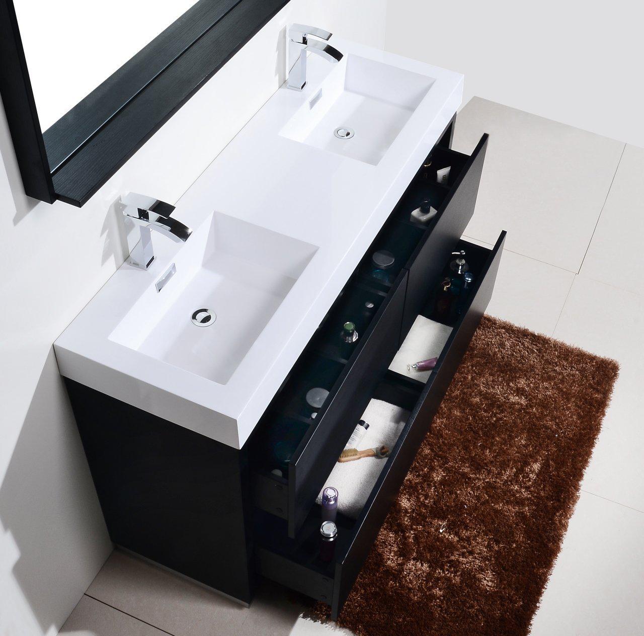 KubeBath Bliss 60 Inch Freestanding Double Sink Modern Bathroom Vanity with Soft Closing Drawers - Perfect for Master Bathroom, Guest Bathroom & Home Renovation