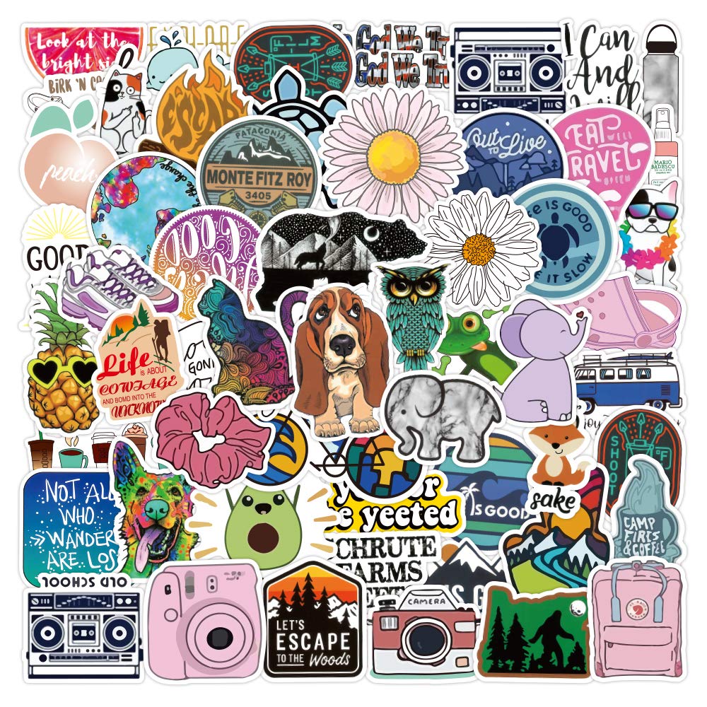 70 Pcs Aesthetic Vinyl Stickers - Waterproof Cute VSCO Stickers for Laptop, Bicycle, Water Bottle, Notebook & Phone - Perfect for Scrapbooking, Journaling & DIY Decoration