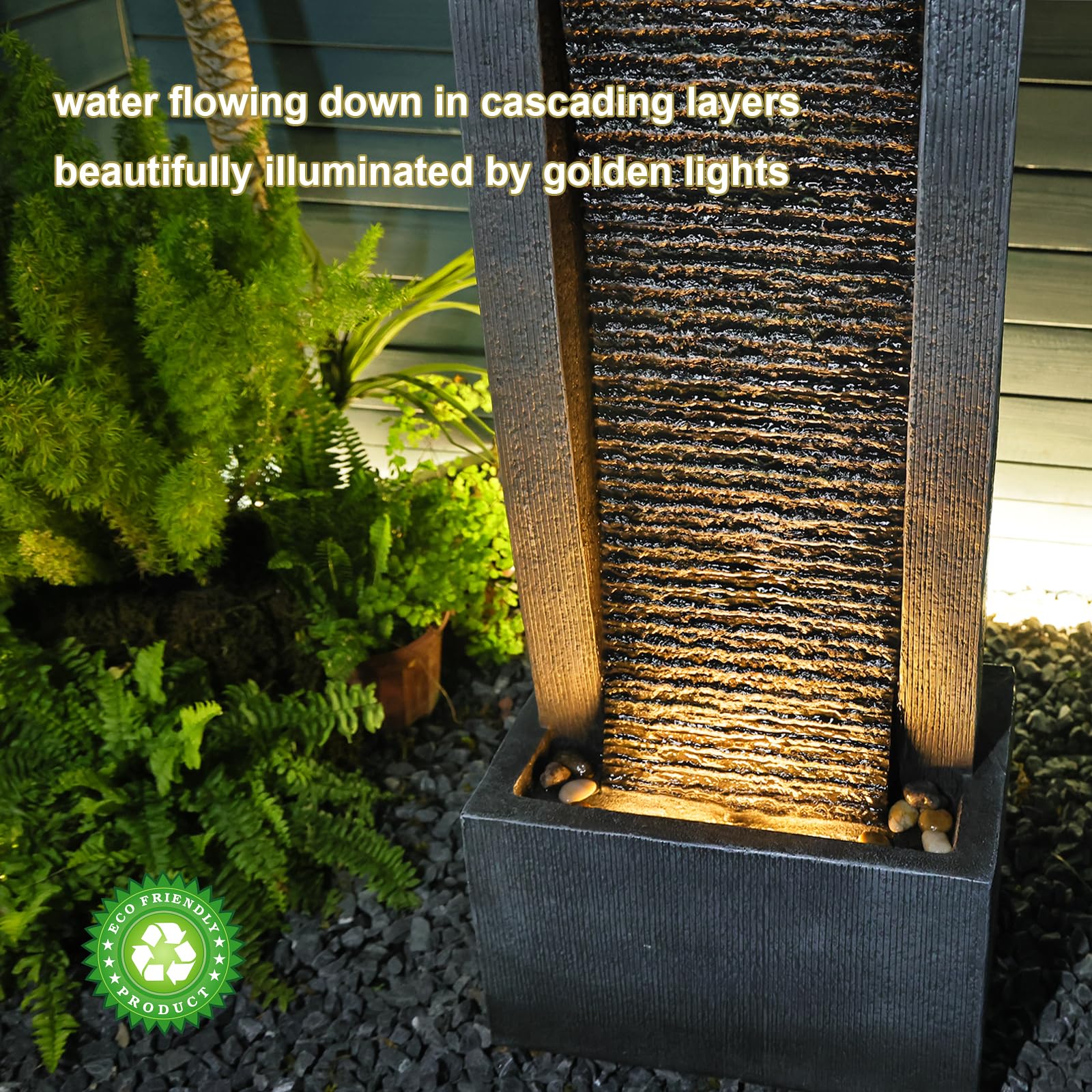 Outdoor Water Fountain with LED Lights - 49.2