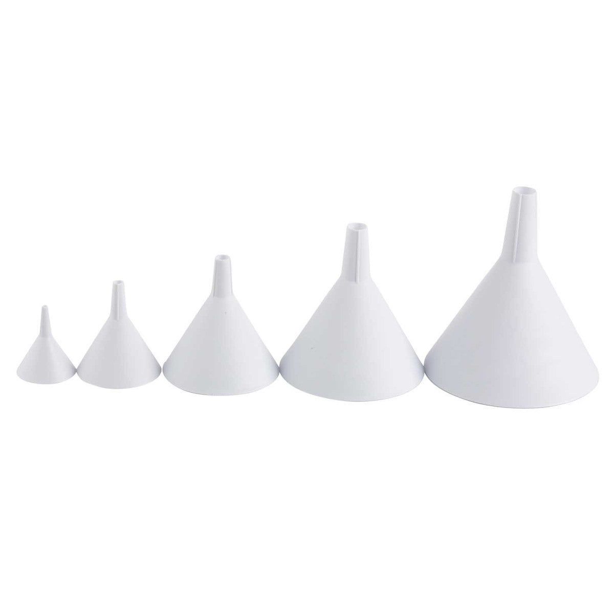 TableCraft 5-Piece Plastic Funnel Set - White | Durable Kitchen Funnels for Baking, Cooking, Canning & Liquid Transfer