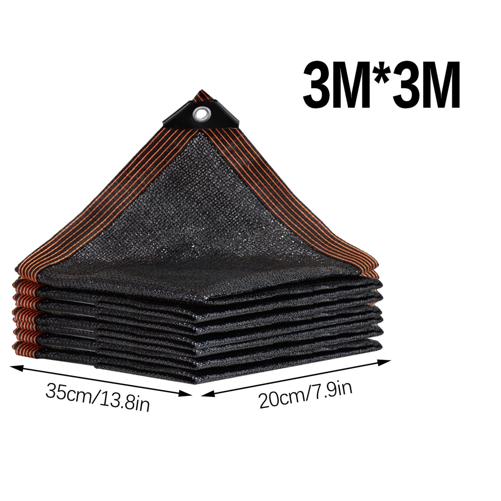 Breathable Black Shade Net with Reinforced Edges - 3x3m Dense Perforated Sunshade for Courtyard, Balcony, Greenhouse & Garden | UV Protection for Plants, Outdoor Relaxation & Agricultural Use
