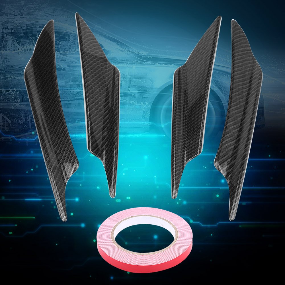 Universal ABS Front Bumper Spoiler Lip Splitter - 4Pcs Carbon Fiber Style Car Body Kit for Enhanced Aerodynamics & Sporty Look - Perfect for Sedans, Coupes & Tuner Cars