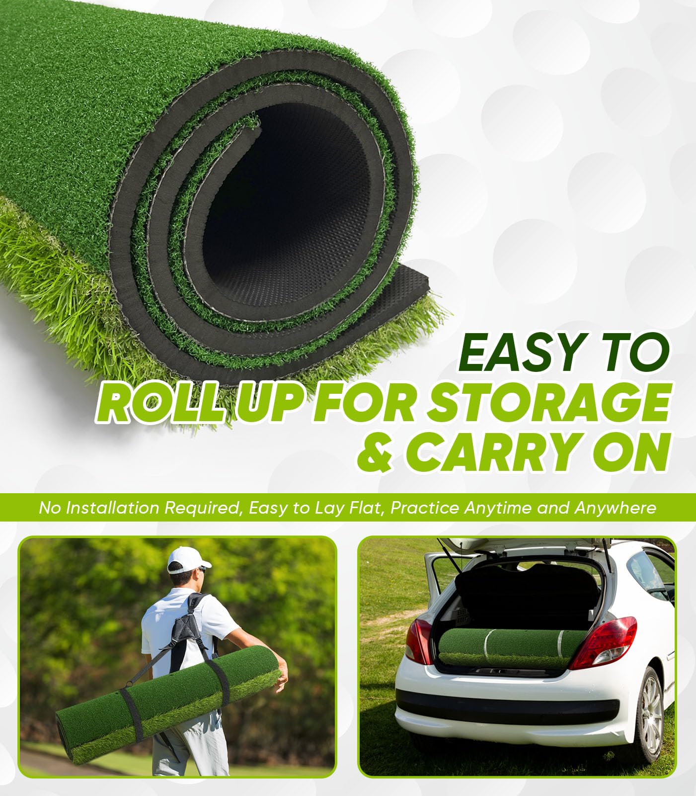 Premium Dual-Turf Golf Practice Mat Set - 5x4ft Professional Thickened Golf Hitting Mat for Indoor & Outdoor Training, Non-Slip Base Artificial Turf for Swing, Chipping & Driving - Perfect Gift for Men & Boys | Home, Backyard & Driving Range Use
