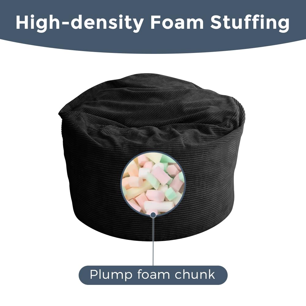 MAXYOYO Oversized Bean Bag Chair - Convertible Giant Bean Bag Bed for Adults & Kids, Foldable Floor Mattress & Lounge Chair, Soft & Comfortable, Black - Perfect for Living Room, Bedroom, Game Room & Dorm