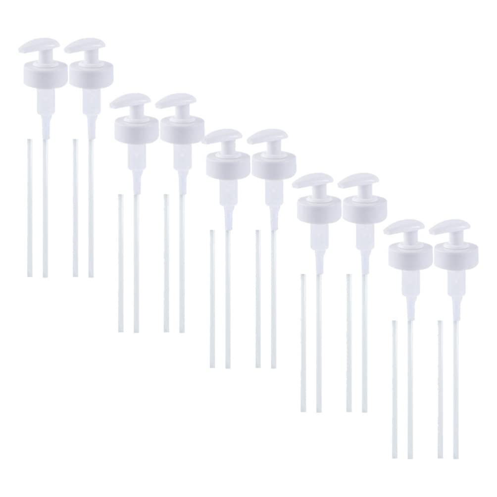 10-Pack Metal Oyster Sauce Bottle Pump Dispenser with Hose - Durable Kitchen Press Pump Nozzle for Ketchup, Syrup & Condiment Bottles - Perfect for Restaurants, Catering & Home Cooking