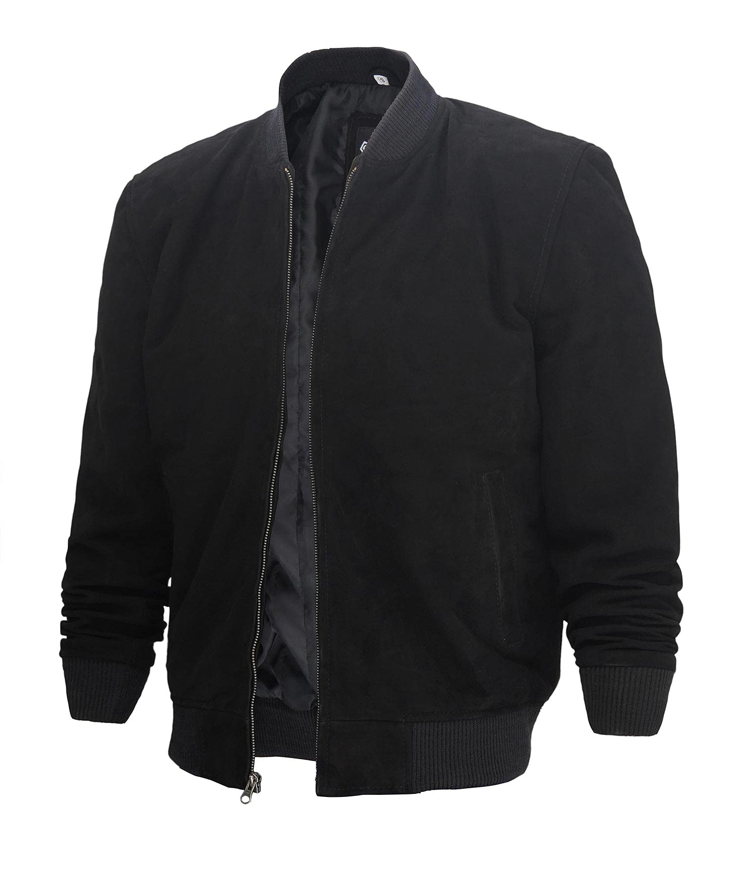 Genuine Suede Leather Bomber Jacket for Men - Classic Baseball Style Jacket with Premium Quality | Perfect for Casual Wear, Night Out & Motorcycle Riding