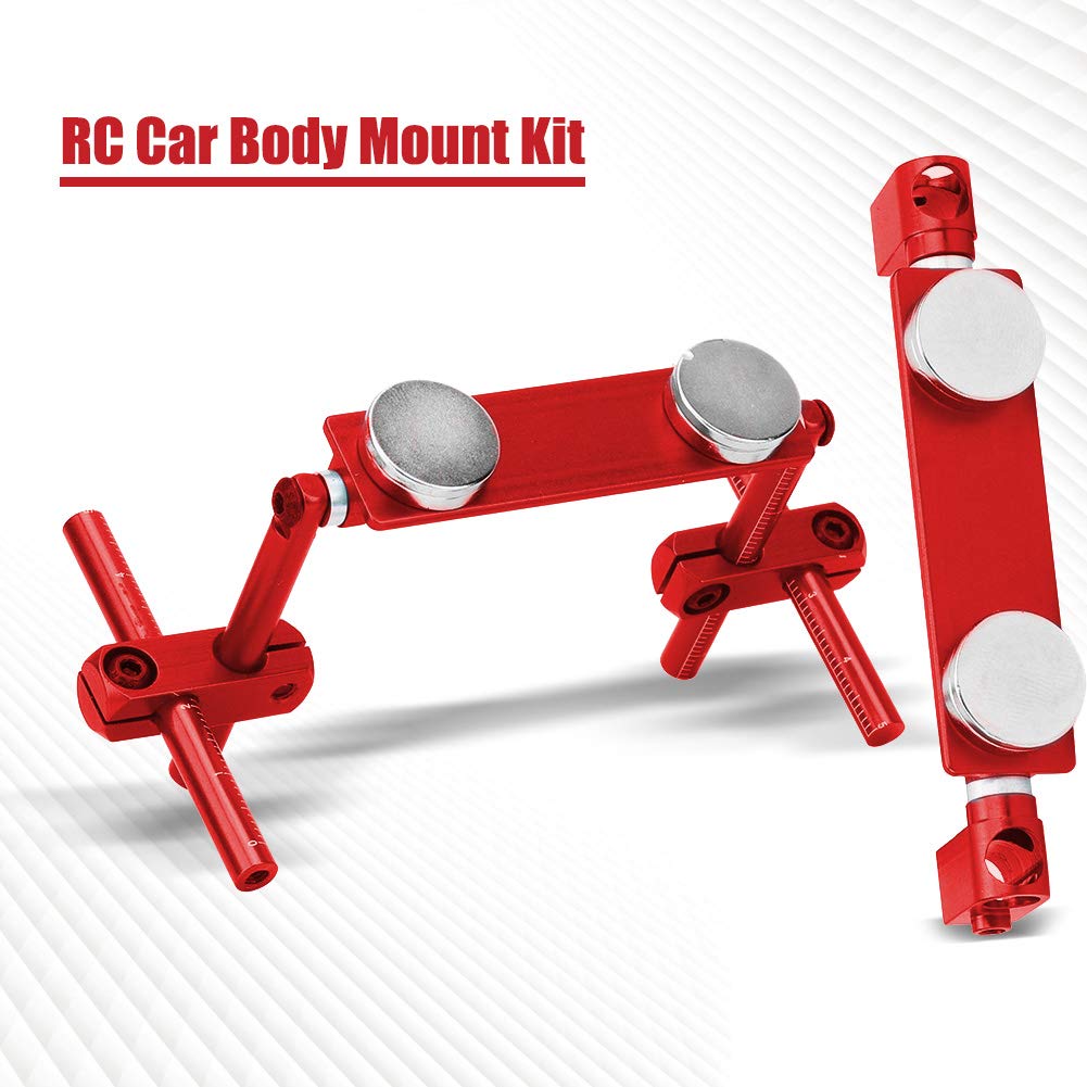 Tbest RC Car Body Mount Kit - Aluminum Magnetic Invisible Body Shell Mount for 1/10 Scale RC Racing & Drift Cars (Red) | Durable & Secure Fastening Solution for Off-Road, Track Racing & Stunt Performance