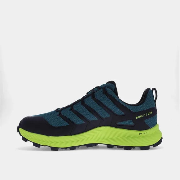 INOV8 Men's Roclite GTX Waterproof Hiking Boots - Dark Ocean/Black/Lime | Lightweight Trail Running Shoes for Outdoor Adventures & Mountain Climbing