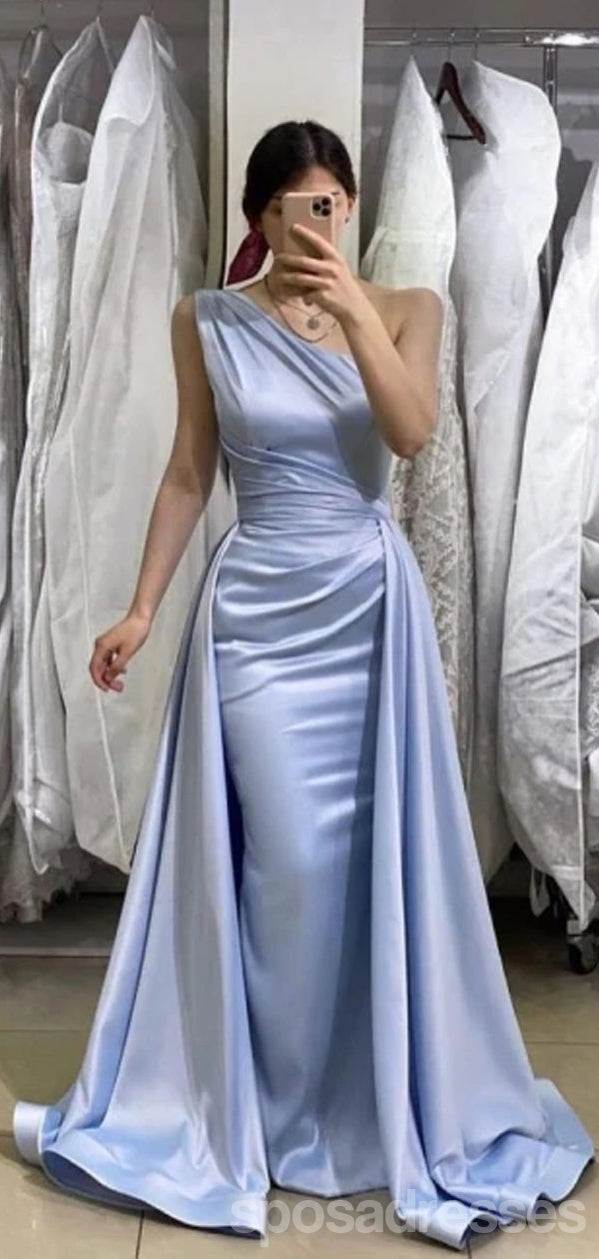 Elegant Blue Mermaid One Shoulder Long Prom Dress for Evening Parties & Formal Events - Perfect for Homecoming, Quinceañera & Special Occasions