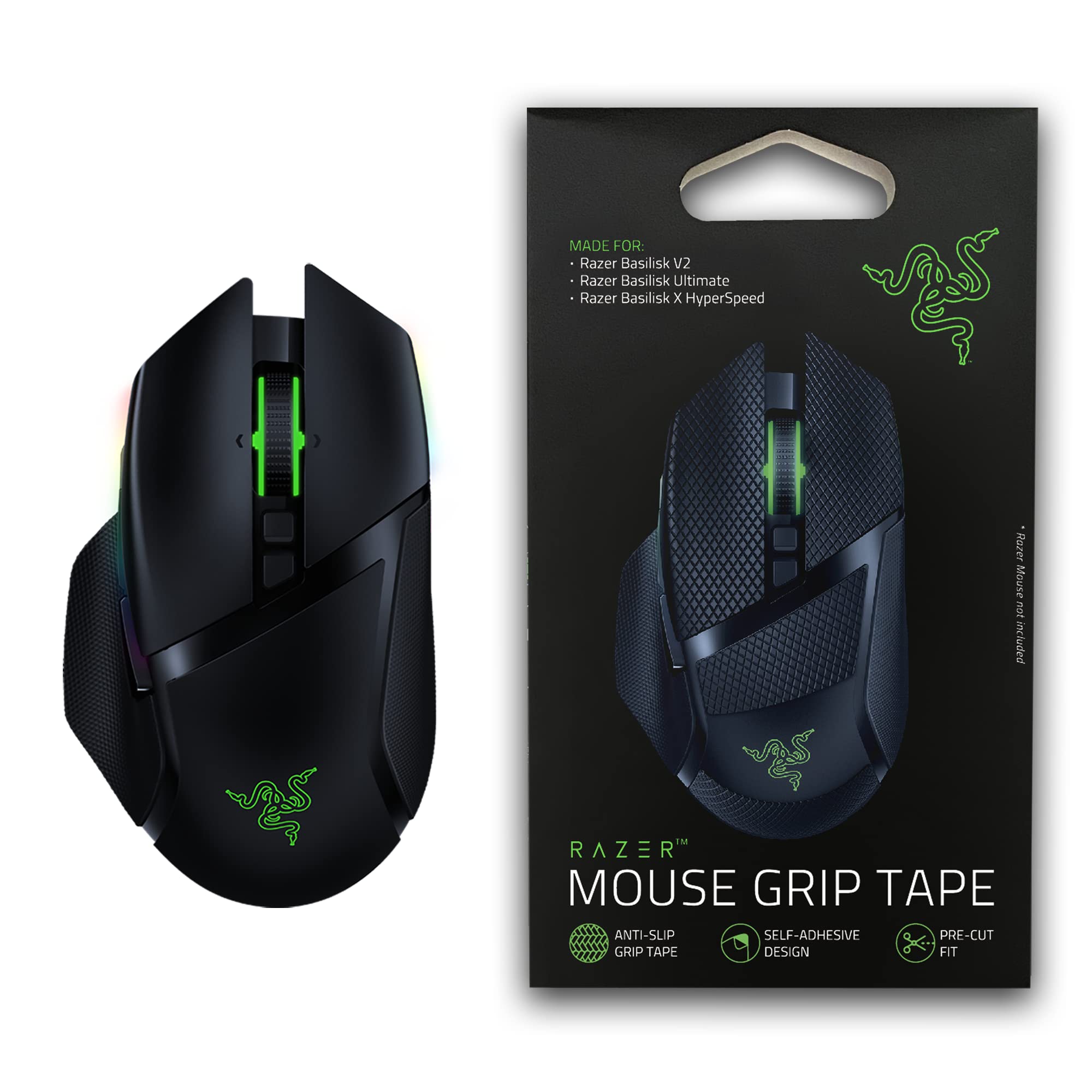 Razer Basilisk Ultimate HyperSpeed Wireless Gaming Mouse with Grip Tape - Ergonomic RGB Gaming Mouse for PC, Mac - Perfect for FPS, MOBA & Esports Gaming