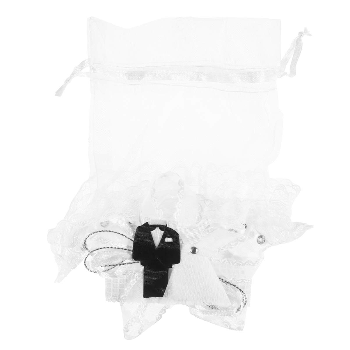 Amosfun 12-Piece Bride and Groom Wedding Favor Bags - Elegant Organza Drawstring Pouches for Wedding Party Favors, Bridal Shower Gifts & Special Events