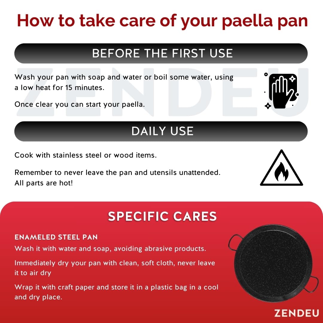 Premium Enameled Carbon Steel Paella Pan - 32 Inch (80cm) for 40 Servings with 4 Hangers - Perfect for Outdoor Cooking, Parties, and Spanish Cuisine