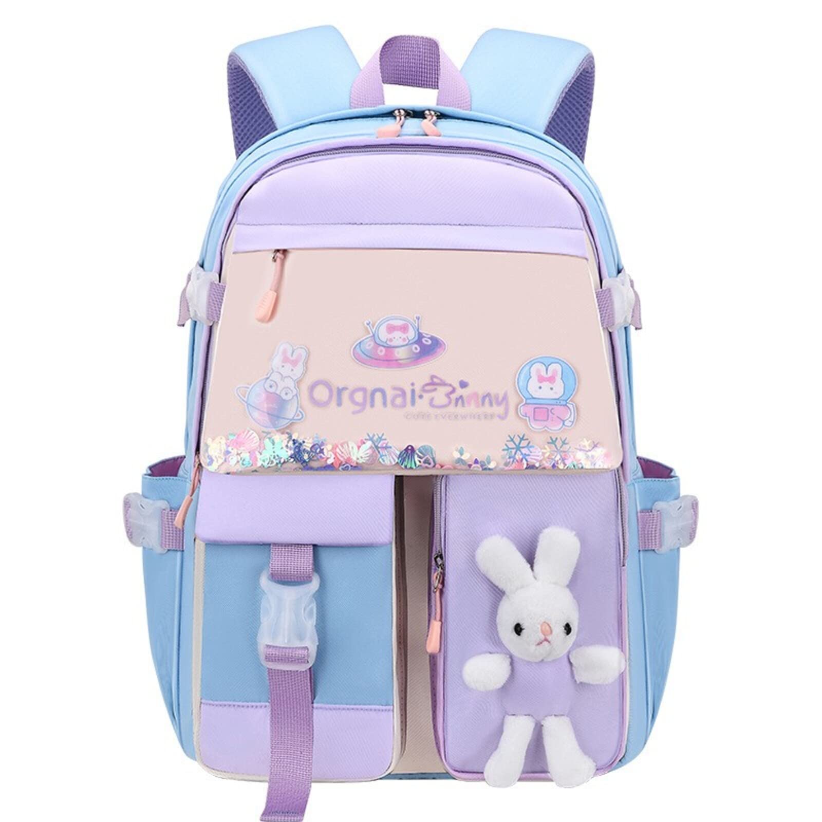 Cute Bunny Backpack for Girls - Kawaii Waterproof School Bag & Laptop Backpack in Blue - Perfect for School, Travel, and Everyday Use