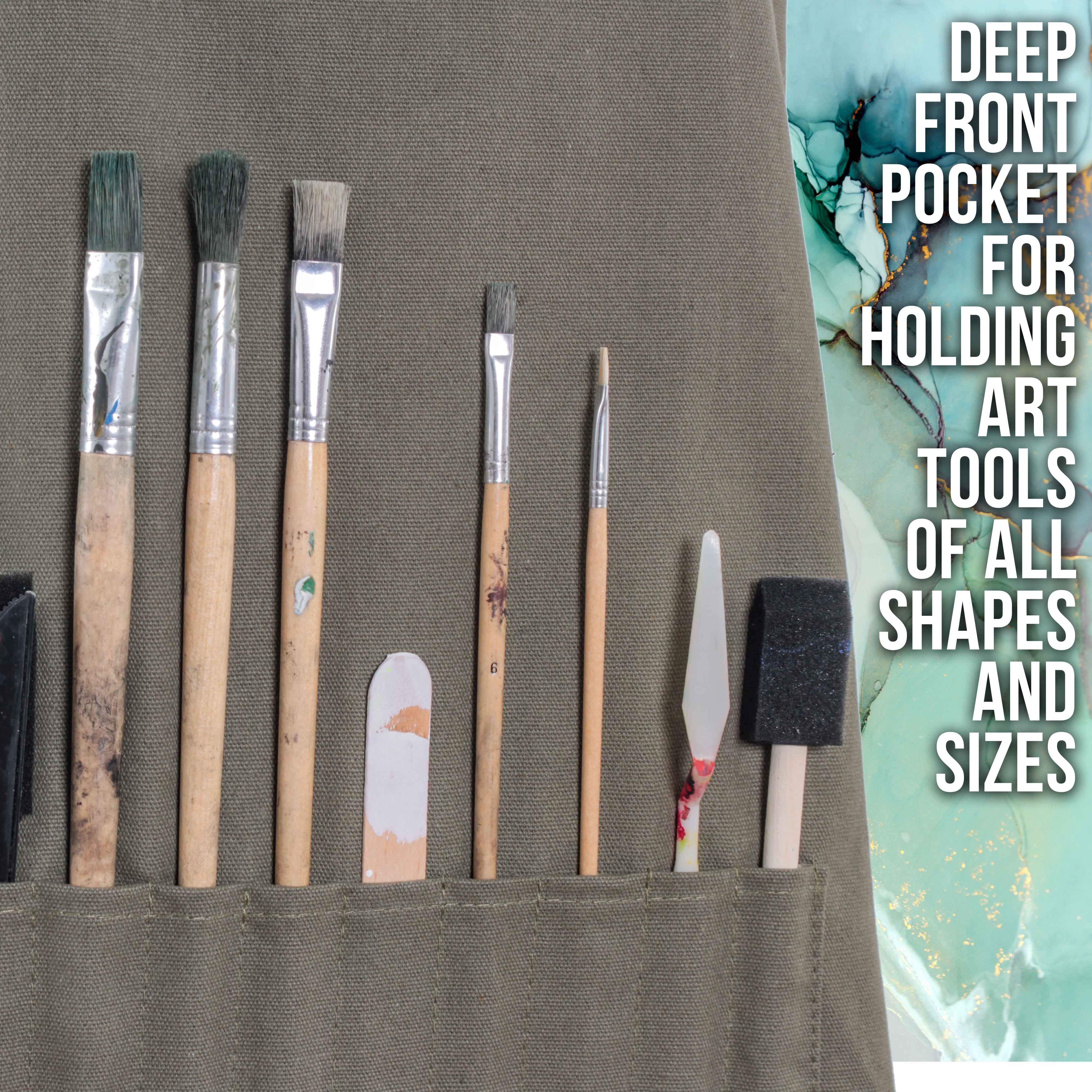Extra Large Adjustable Artist Apron for Painting - 30 x 25 Inches Waterproof Canvas Smock with Pockets - Perfect for Art Classes, Pottery Studio & DIY Crafts