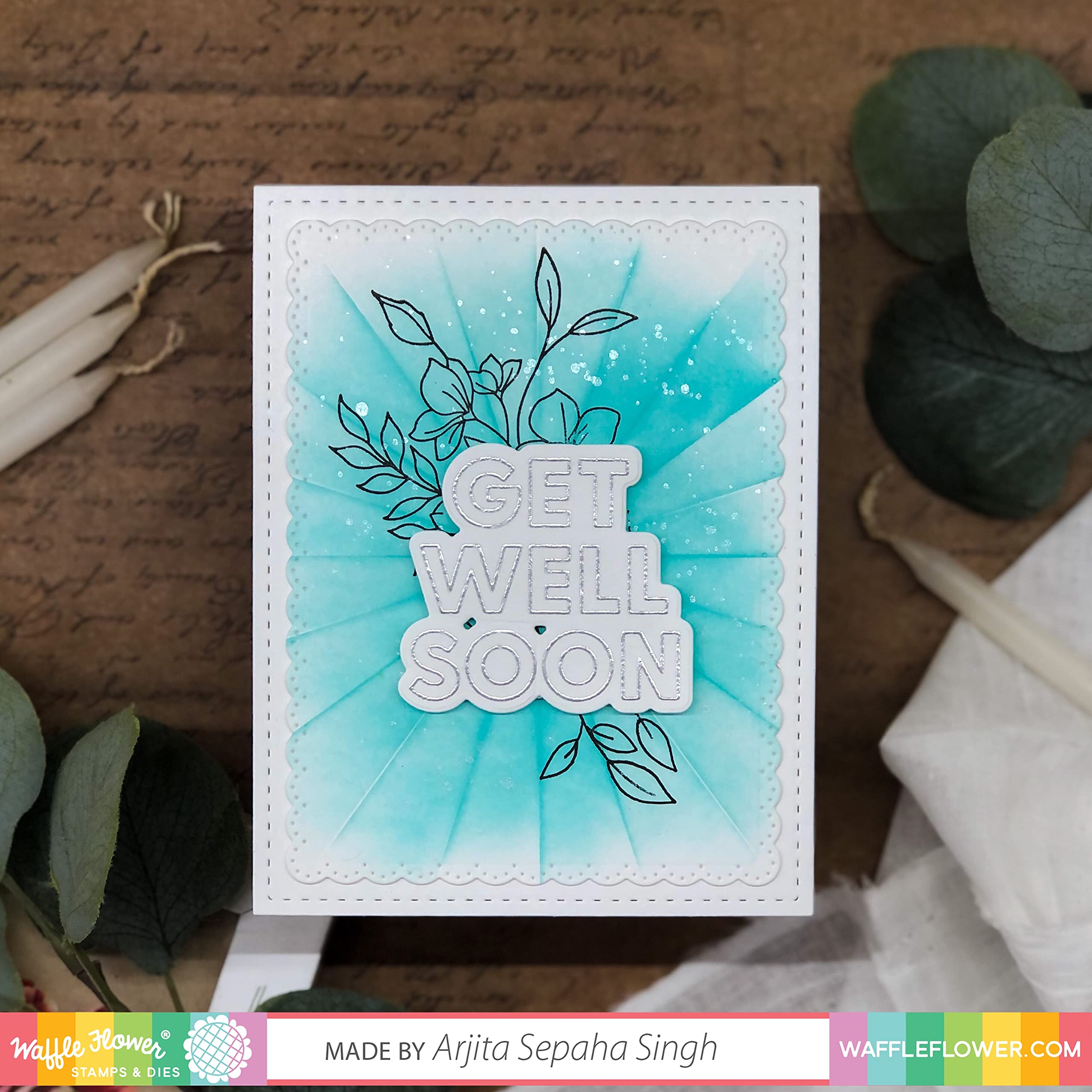 Waffle Flower Get Well Card Die Set - Floral Embossing Cutting Dies for DIY Greeting Cards, Scrapbooking, and Paper Crafts - Perfect for Handmade Get Well Soon Cards and Invitations