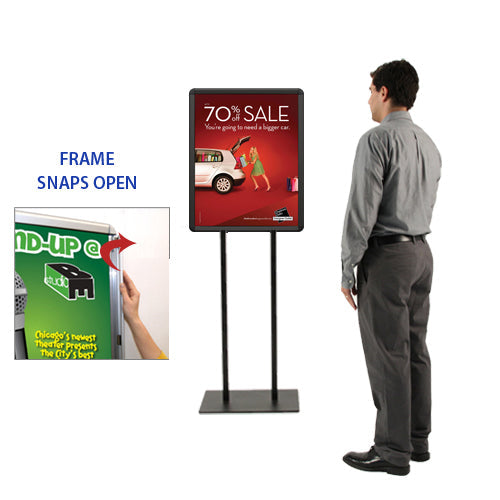 27x41 Double Pole Floor Stand Snap Frame with Radius Corners - Perfect for Retail Displays, Trade Shows & Event Signage