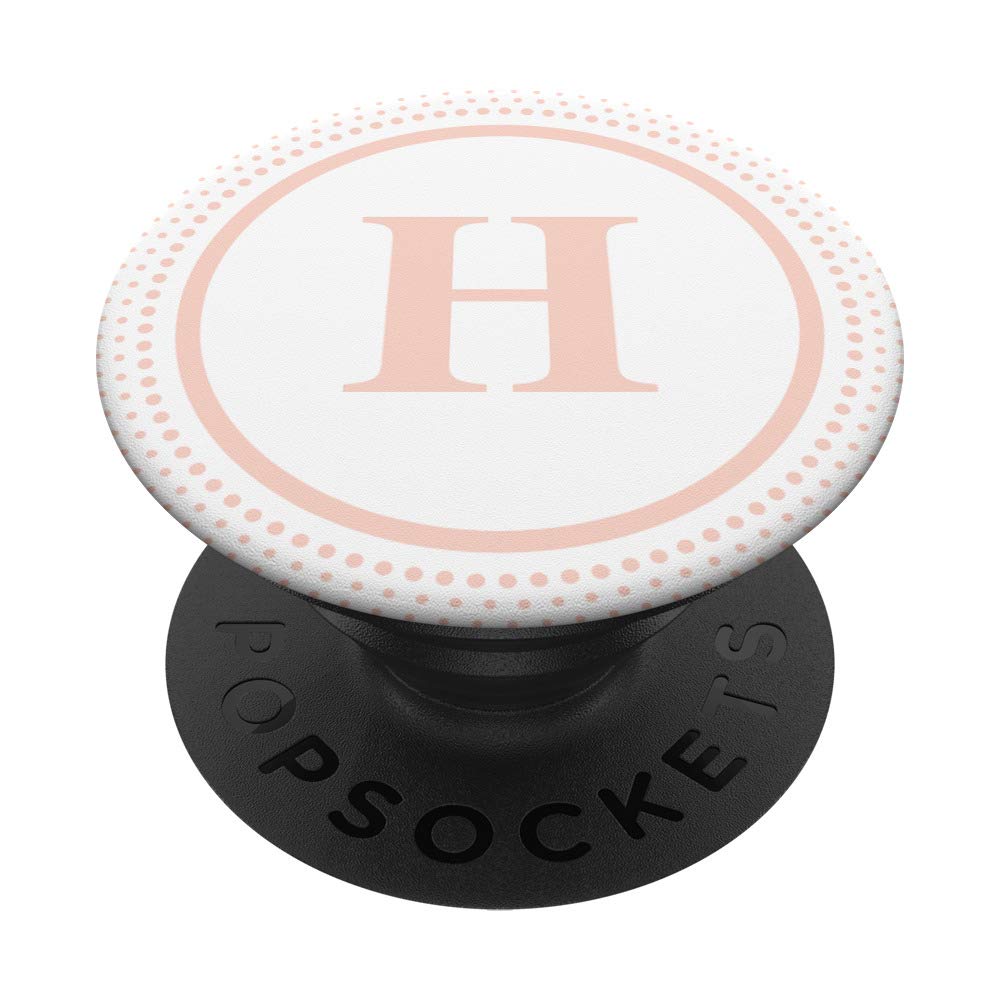 Light Pink Monogram PopSocket PopGrip with Letter H - Swappable Phone & Tablet Grip for Secure Hold, Perfect for Everyday Use, Travel, and Desk Organization