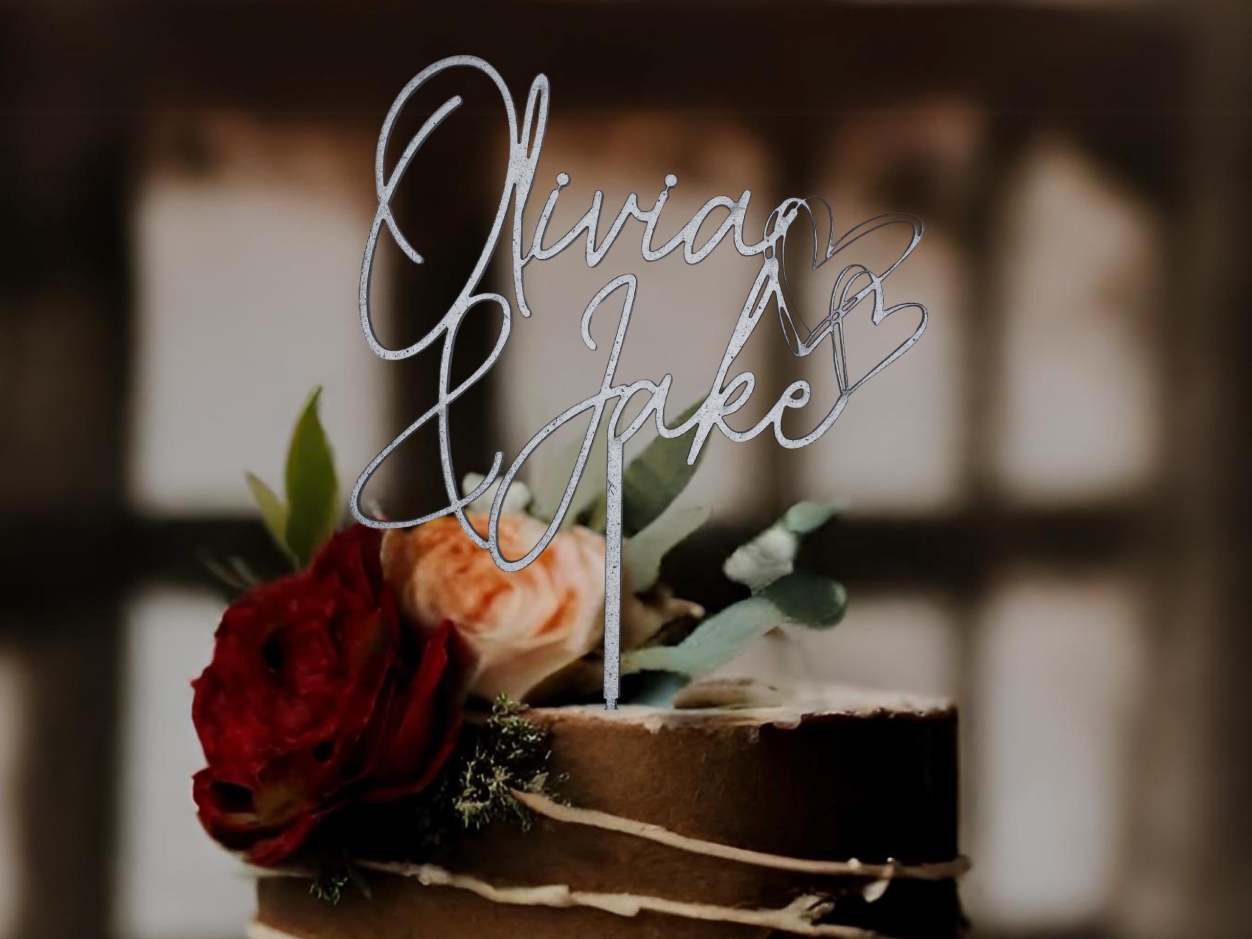 Custom Wedding Cake Topper - Personalized Bride & Groom Name Cake Topper for Engagement & Wedding Cakes - Unique Wedding Gift for Couples - Perfect for Anniversary, Bridal Shower & Reception Decor