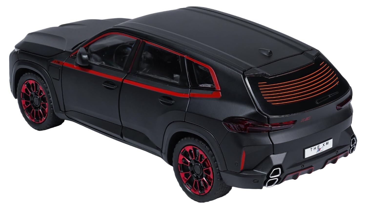 1:24 Scale Die-Cast BMW Metal Car Model with 6 Opening Doors, Pull Back Action, LED Lights & Music - Black - Collectible Toy Car for Kids & Adults | Perfect for Display, Gifts & Playtime