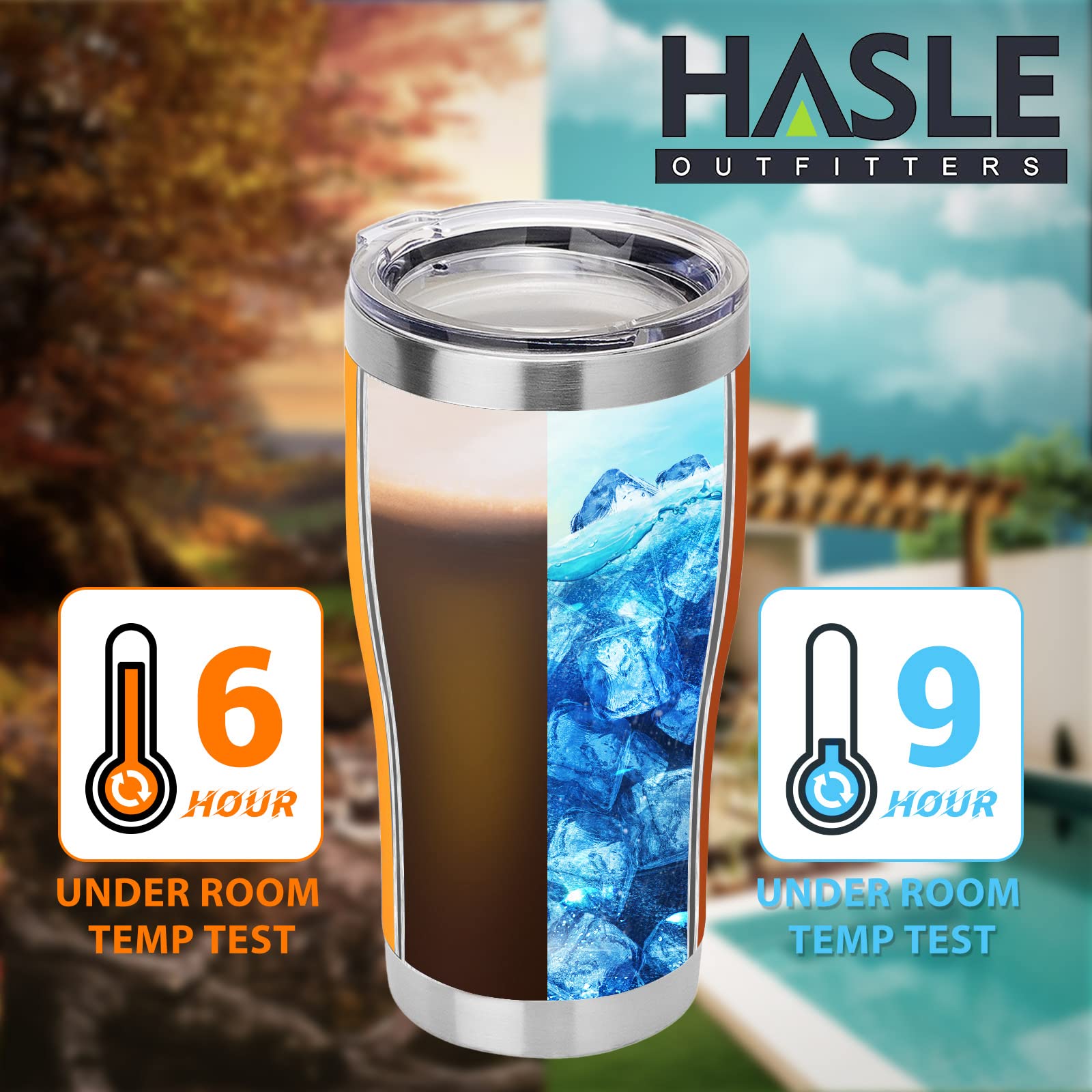 HASLE OUTFITTERS 20 oz Stainless Steel Tumbler with Lid - 12 Pack Bulk Vacuum Insulated Double Wall Powder Coated Coffee Mugs (Orange) - Perfect for Office, Travel, Camping & Outdoor Activities