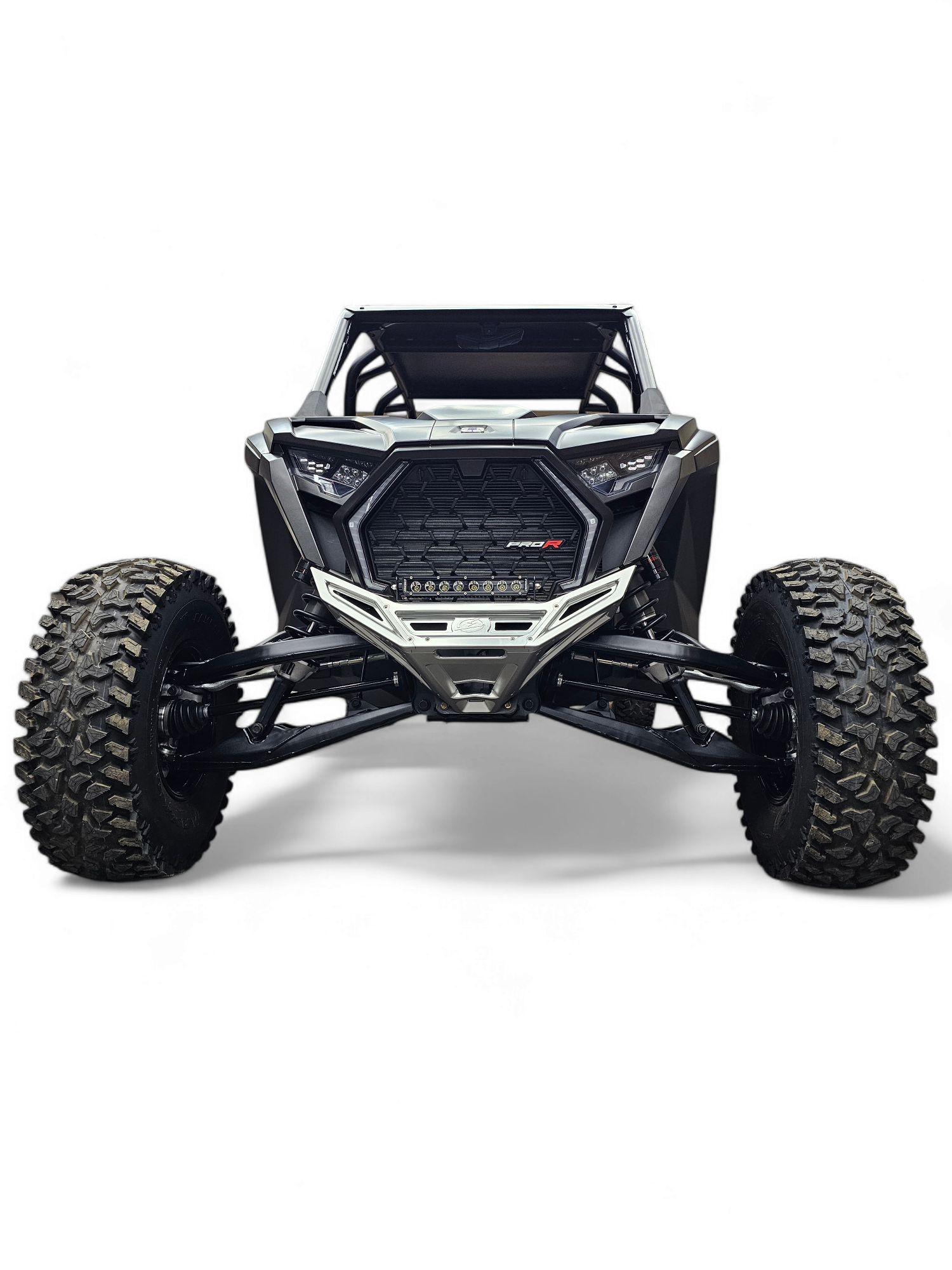 2022-2025 Polaris RZR Pro R & Turbo R Machined Billet Front Winch Bumper (Clear Anodized) - Heavy-Duty Off-Road Protection for Trail Riding & Rock Crawling - FWB610031
