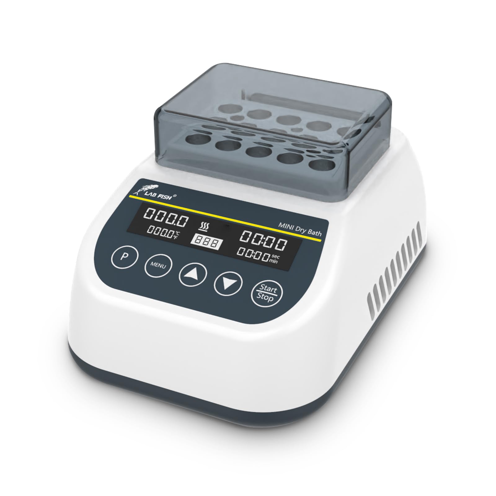 LAB FISH Mini Digital Dry Bath Incubator - Programmable Thermostatic Heater with Timer | 2ml x 15 Centrifuge Tubes Block for PCR, DNA, RNA Sample Preparation - Ideal for Laboratory, Research & Clinical Diagnostics