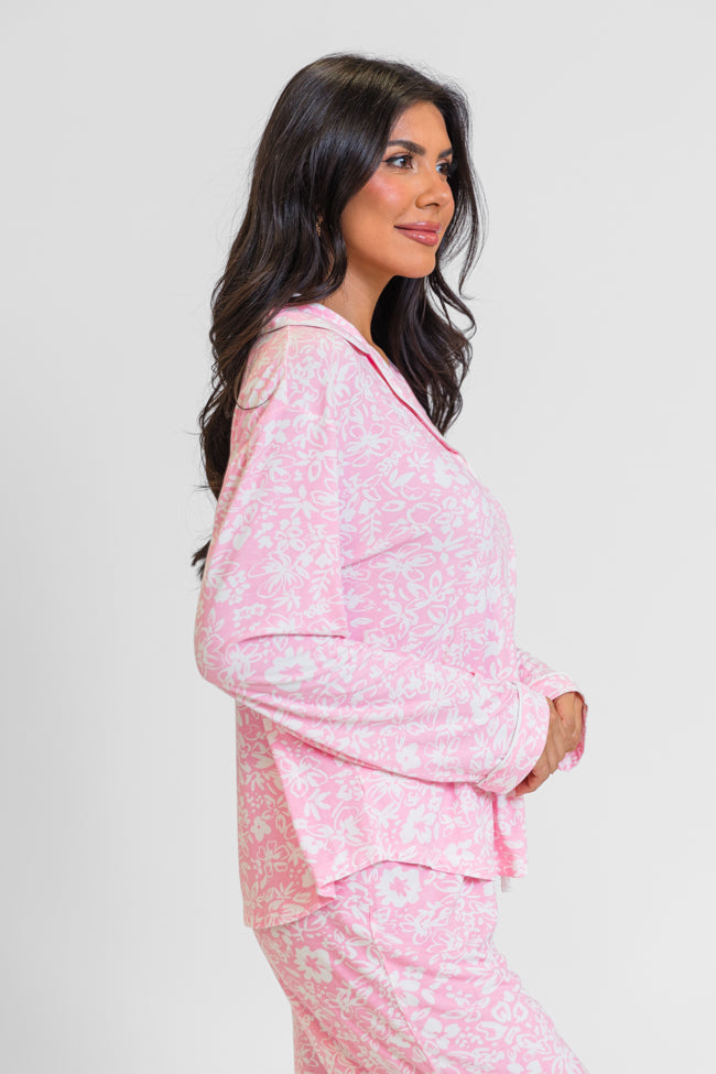 Kathy Floral Button-Up Pajama Top for Women - Soft Sleepwear & Loungewear - Perfect for Relaxing at Home, Vacation Getaways & Cozy Nights