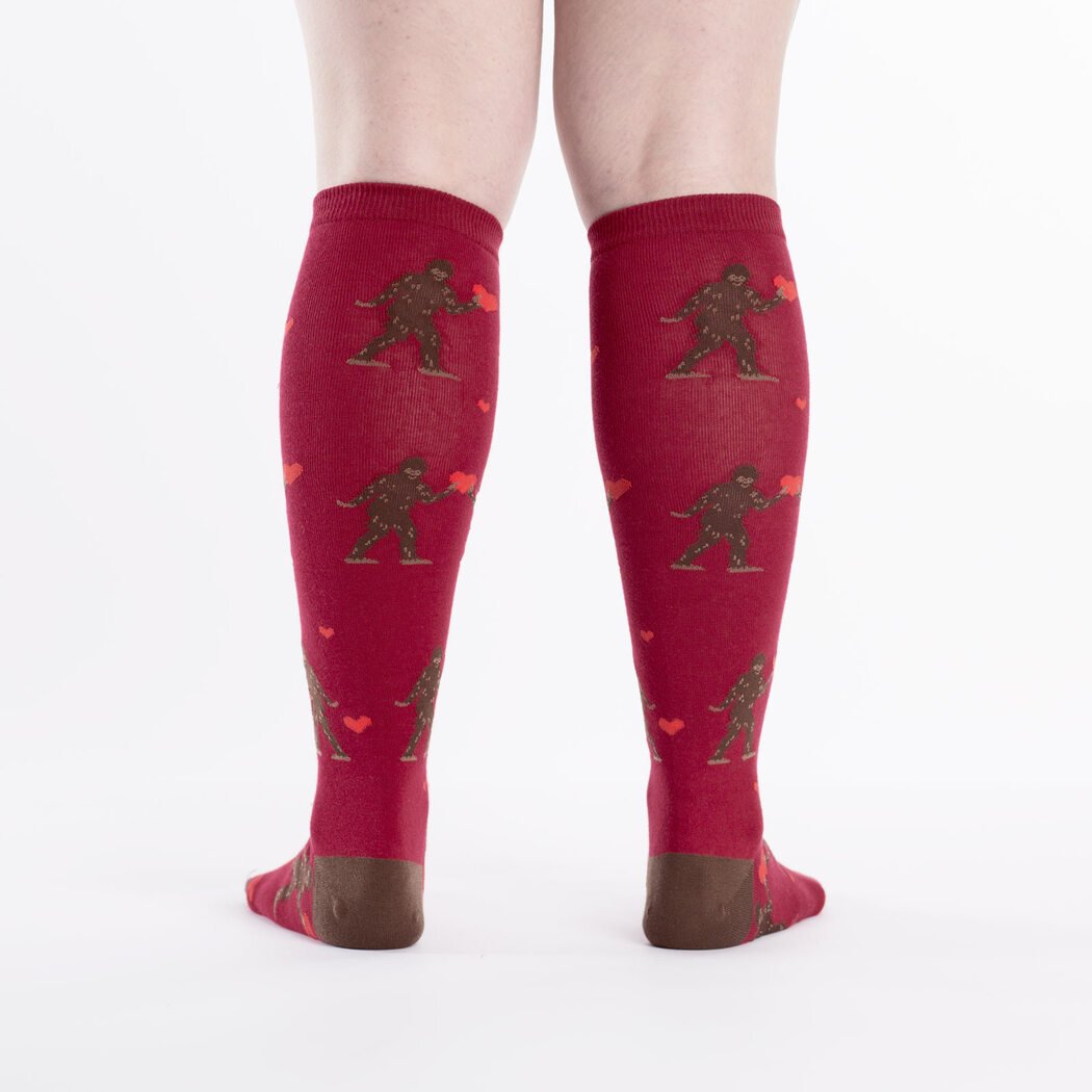 Funny Valentine's Day Knee High Socks with Sasquatch Design - Perfect for Gifts, Cosplay & Themed Parties