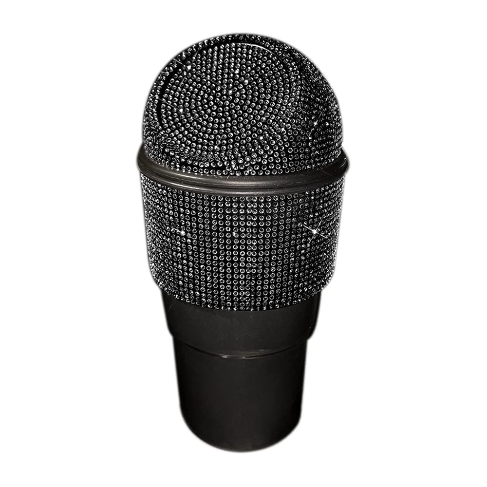 Sparkly Rhinestone Car Trash Can with Lid - Auto Garbage Bin for Vehicle, Home, Office & Kitchen - Leakproof & Odor-Proof Design - Perfect for Road Trips, Daily Commute & Workspace Organization (Black)