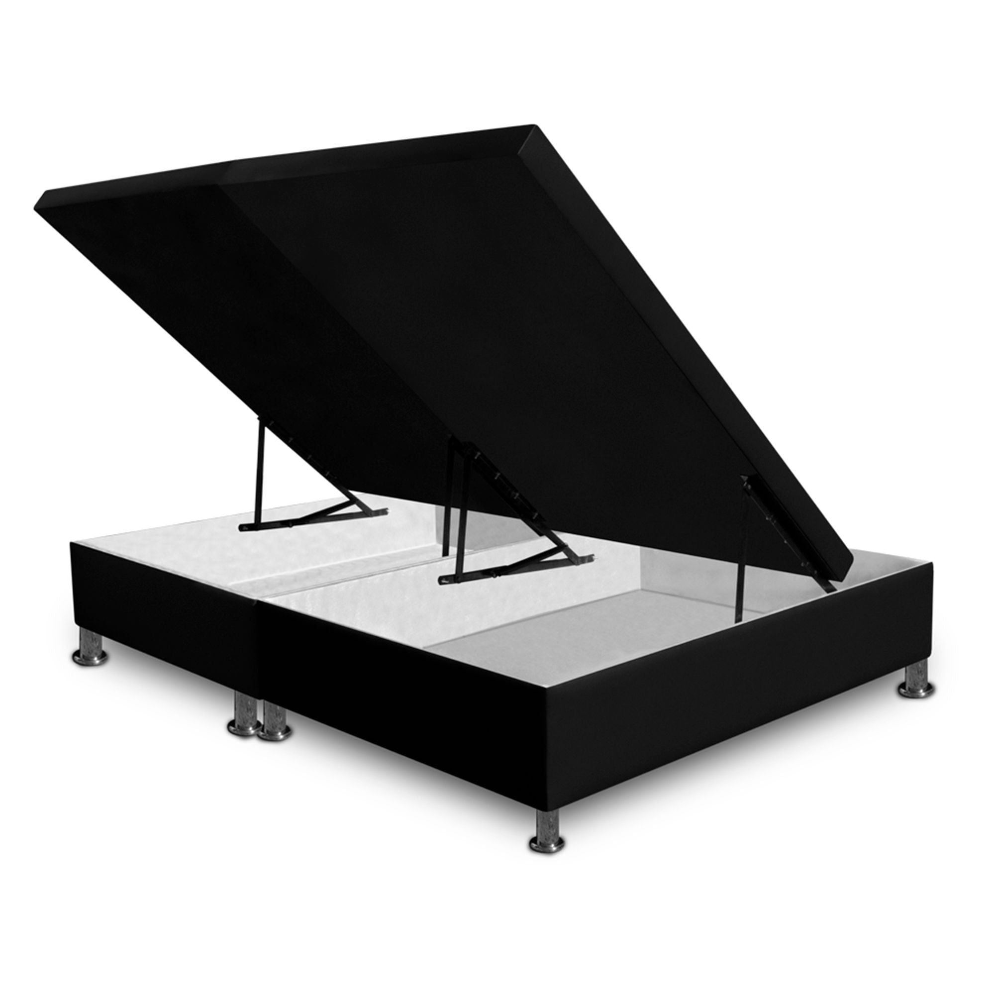 Black Storage Bed Frame 120x43cm with Divided Mattress for Semi-Double 120x190cm - Space-Saving Bedroom Furniture for Small Apartments & Guest Rooms