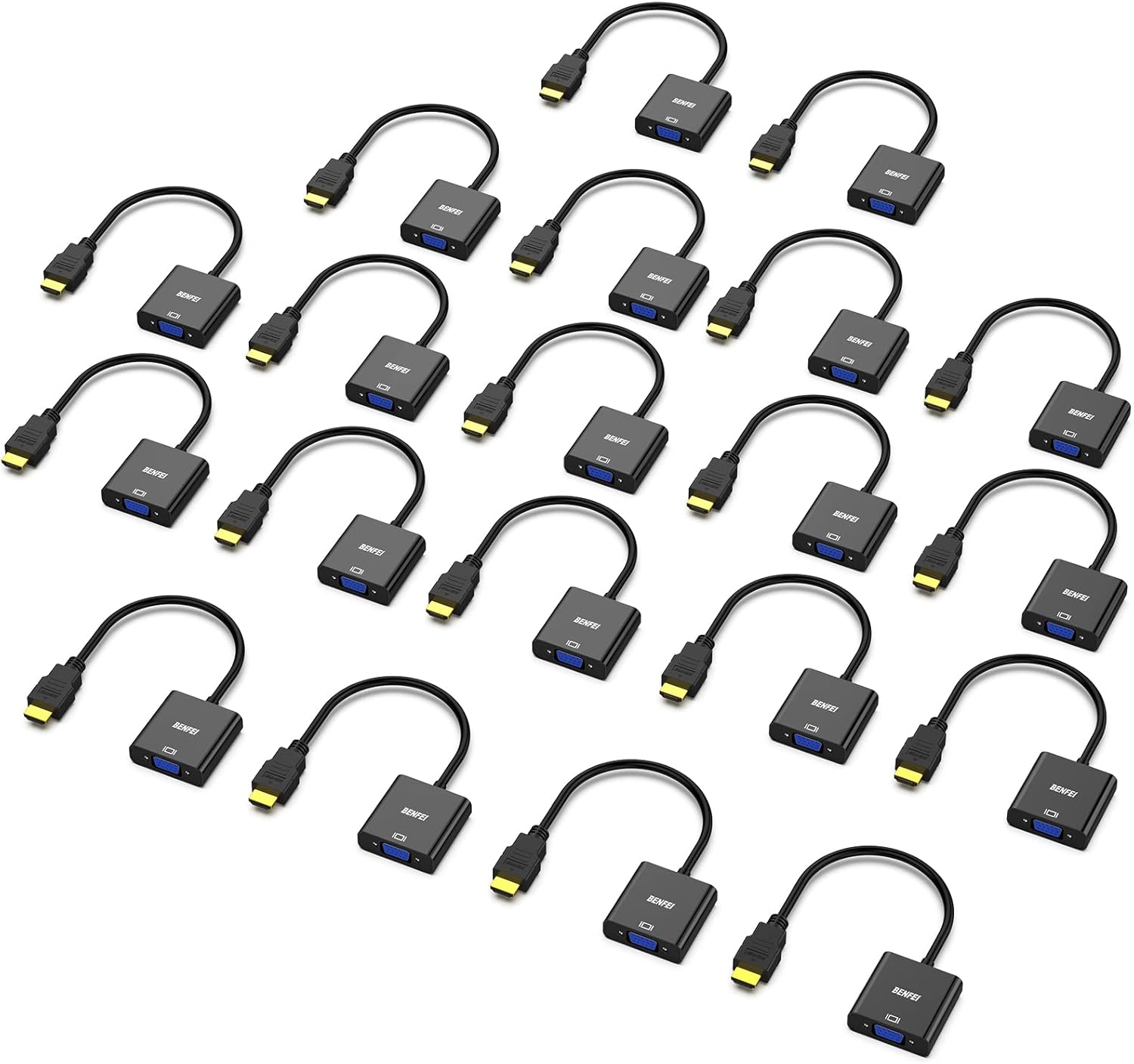 BENFEI HDMI to VGA Adapter 20 Pack - Gold Plated Male to Female Converter for Computer Monitor Projector HDTV - Compatible with Laptop PC Chromebook Raspberry Pi Roku Xbox - Perfect for Home Office Gaming and Presentations