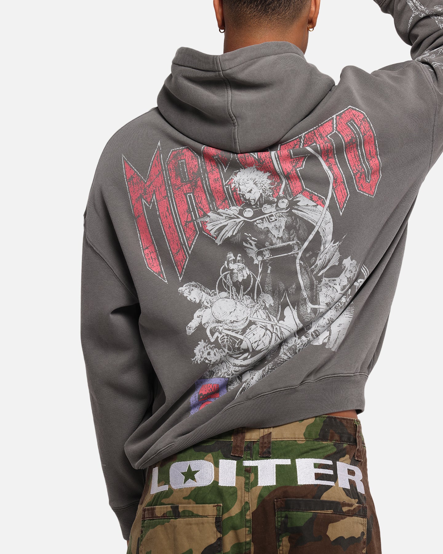 Marvel X-Men Magneto Premium Hoodie - Washed Charcoal | Men's Graphic Pullover Sweatshirt | Superhero Comic Book Merch | Perfect for Cosplay, Comic Con & Casual Wear
