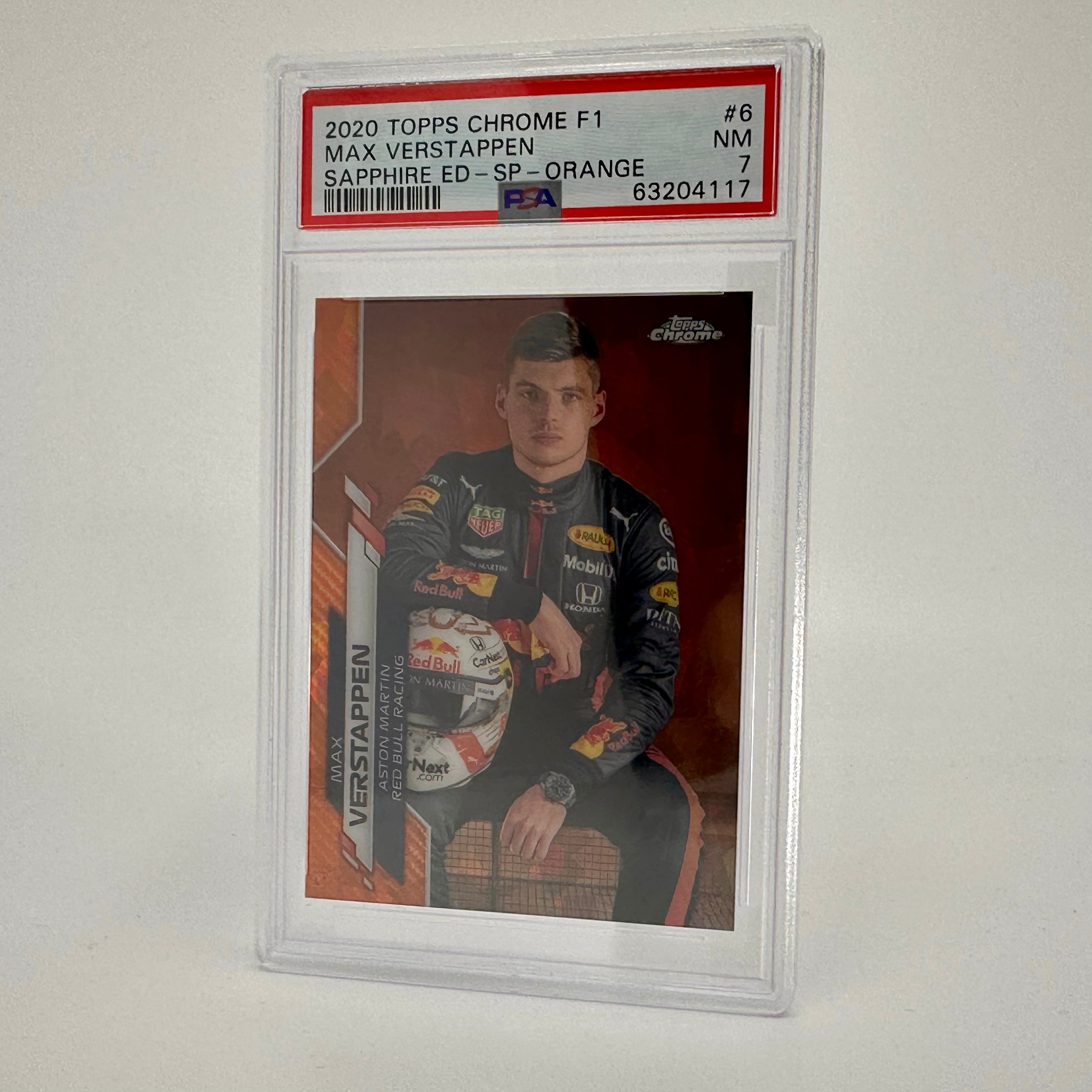 PSA 7 Graded 2020 Topps Chrome F1 Max Verstappen #6 Sapphire Edition SP Orange Racing Card - Perfect for F1 Collectors, Sports Memorabilia Displays, and Investment Collections