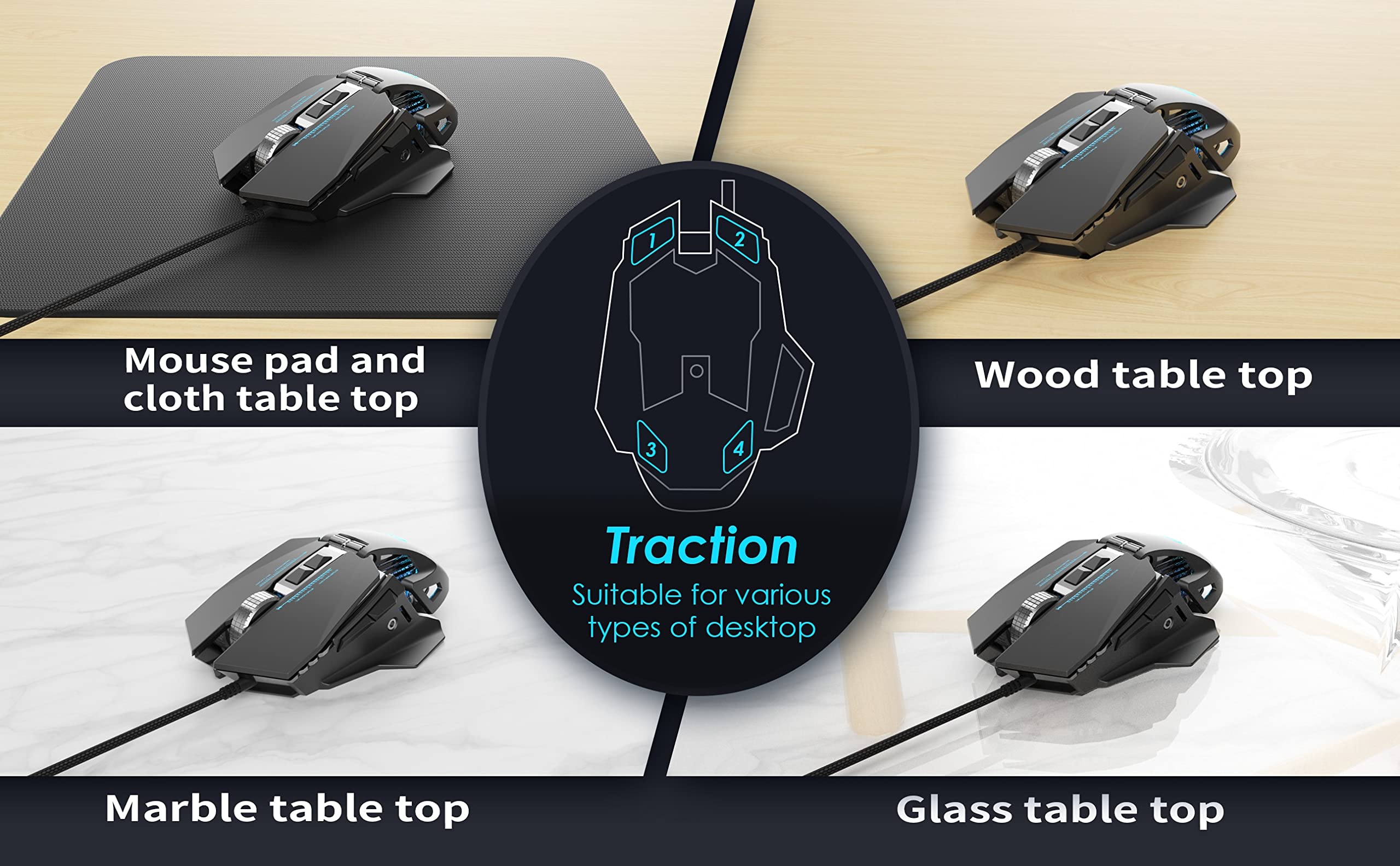 C300 RGB Wired Gaming Mouse - Ergonomic Design with Adjustable Weights, 12800 DPI & 7 Programmable Buttons - PC Gaming Mouse for Windows, Mac, Linux - Perfect for FPS, MOBA & MMO Gaming