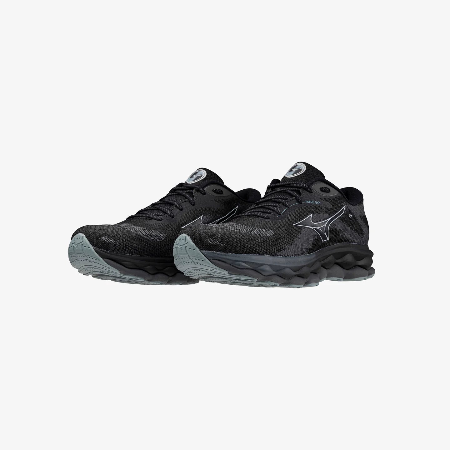 Mizuno Wave Sky 7 Running Shoes for Men - Wide 2E Size - Black/Nickel/Ebony | Comfortable Cushioned Sneakers for Jogging, Training & Marathon Running