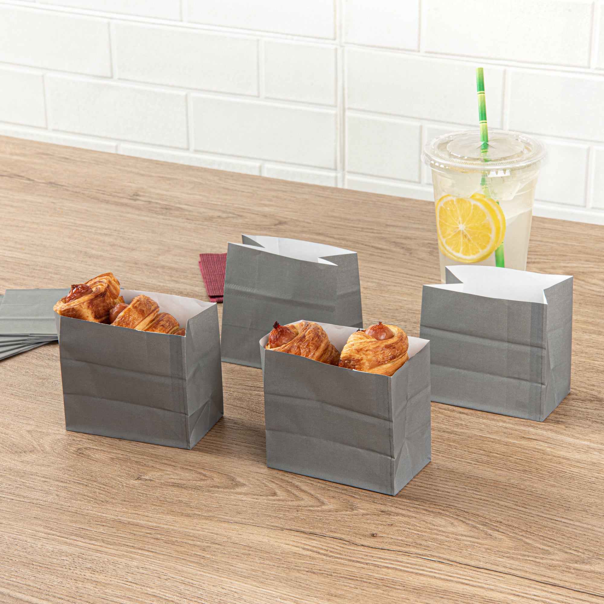 Eco-Friendly Gray Paper Snack Bags 3.75