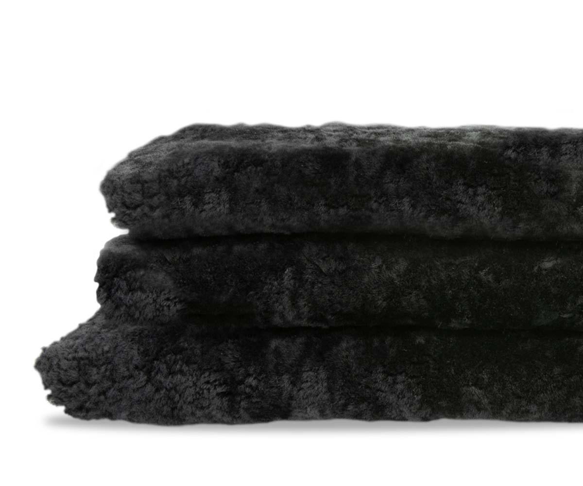 Black Curly Double Pelt - Luxurious Faux Fur Throw Blanket for Sofa, Bed & Home Decor - Perfect for Cozy Winter Nights and Stylish Interior Design