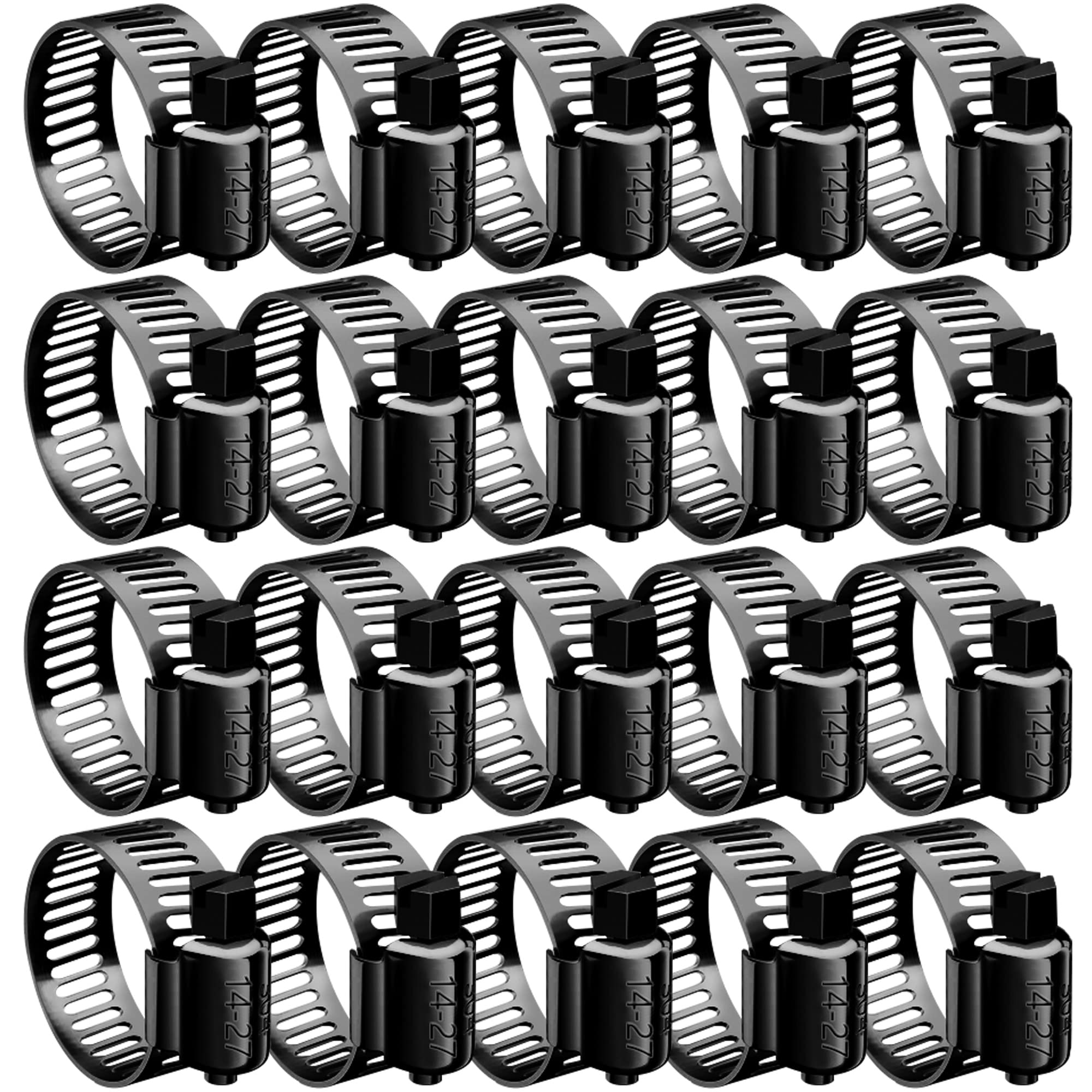 20pcs 304 Stainless Steel Hose Clamps 14-27mm for Radiator & Fuel Line