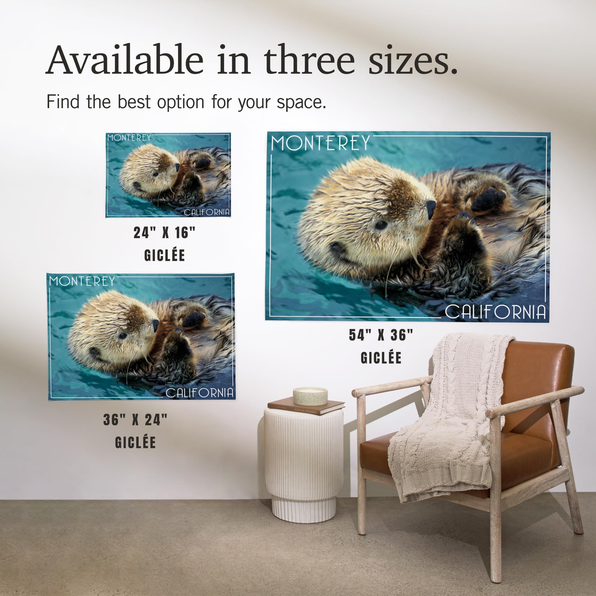 Lantern Press 16x24 Inch Giclee Print - Monterey California Sea Otter Photograph Wall Art - Perfect for Beach House Decor & Coastal Living Room