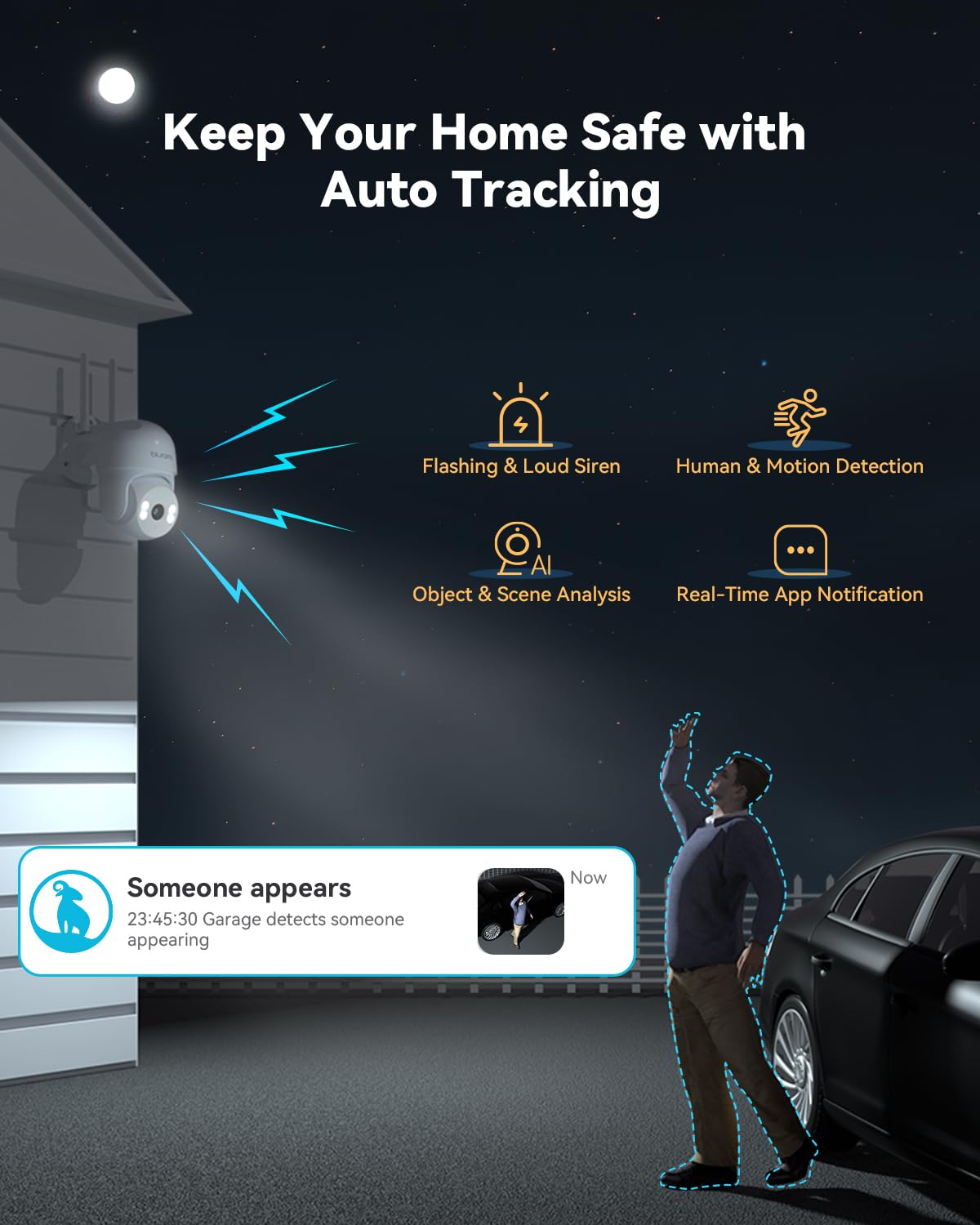 Blurams 2K Outdoor Security Camera with 360° PTZ, Motion Detection Tracking, Color Night Vision & Two-Way Audio - IP66 Weatherproof, 2.4GHz WiFi, Alexa Compatible - Ideal for Home Security, Garage Monitoring & Backyard Surveillance